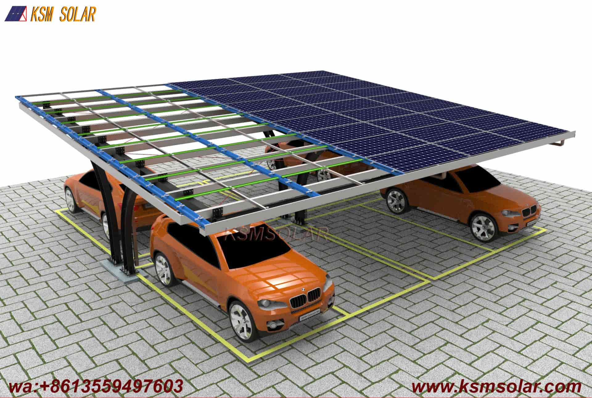 Carbon Steel Single-Slope Back-to-Back PV Carport