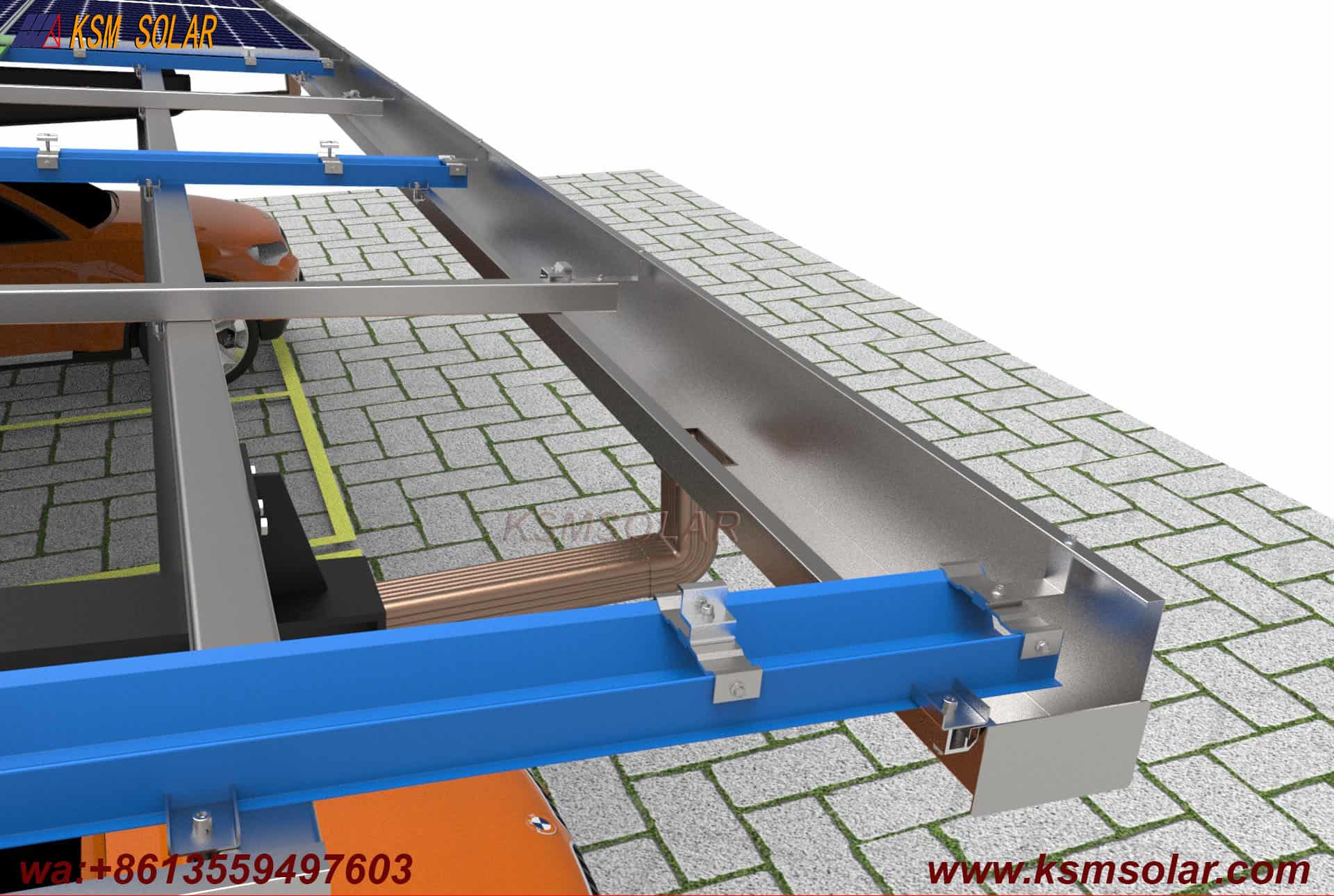 Carbon Steel Single-Slope Back-to-Back PV Carport