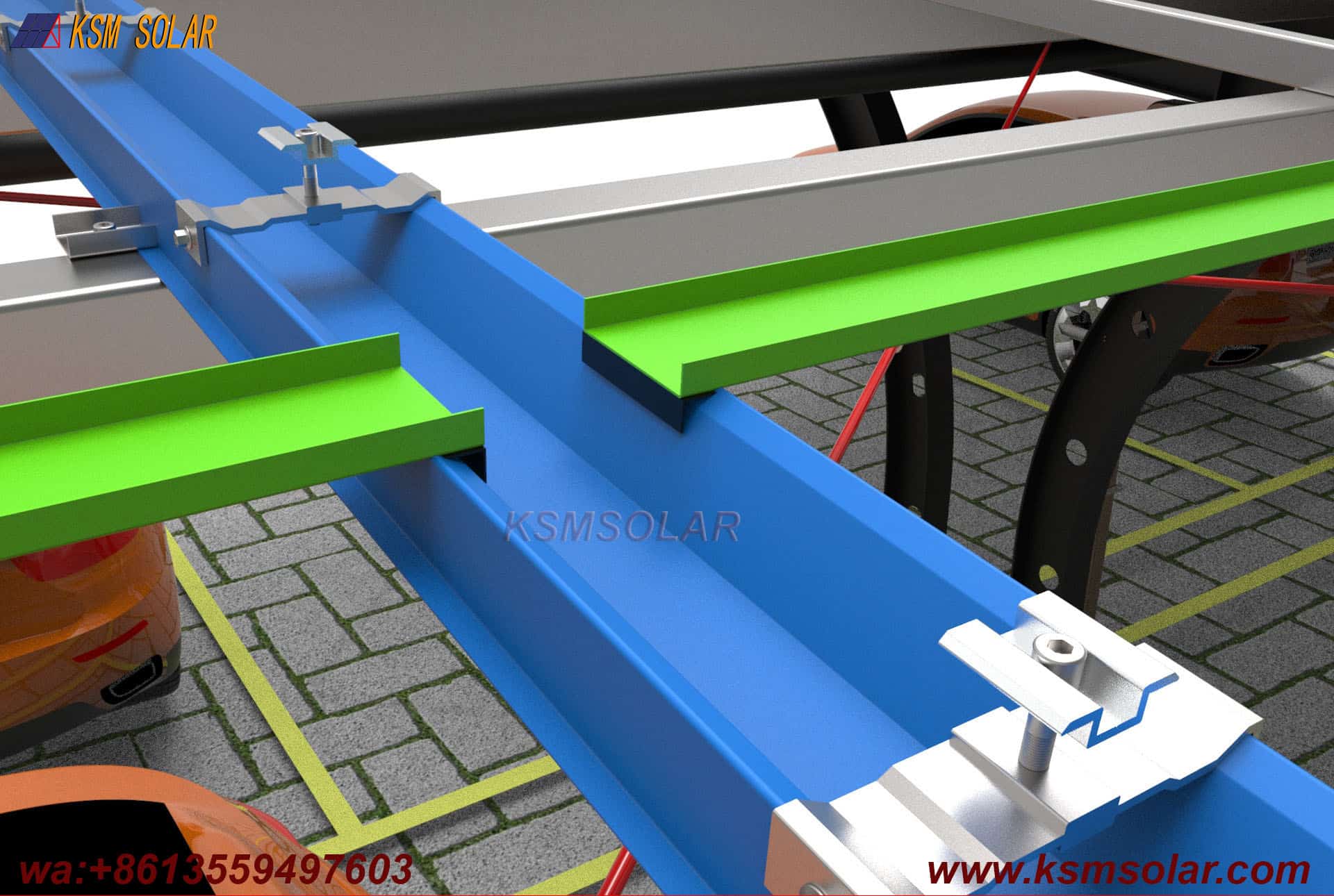 Carbon Steel Single-Slope Back-to-Back PV Carport