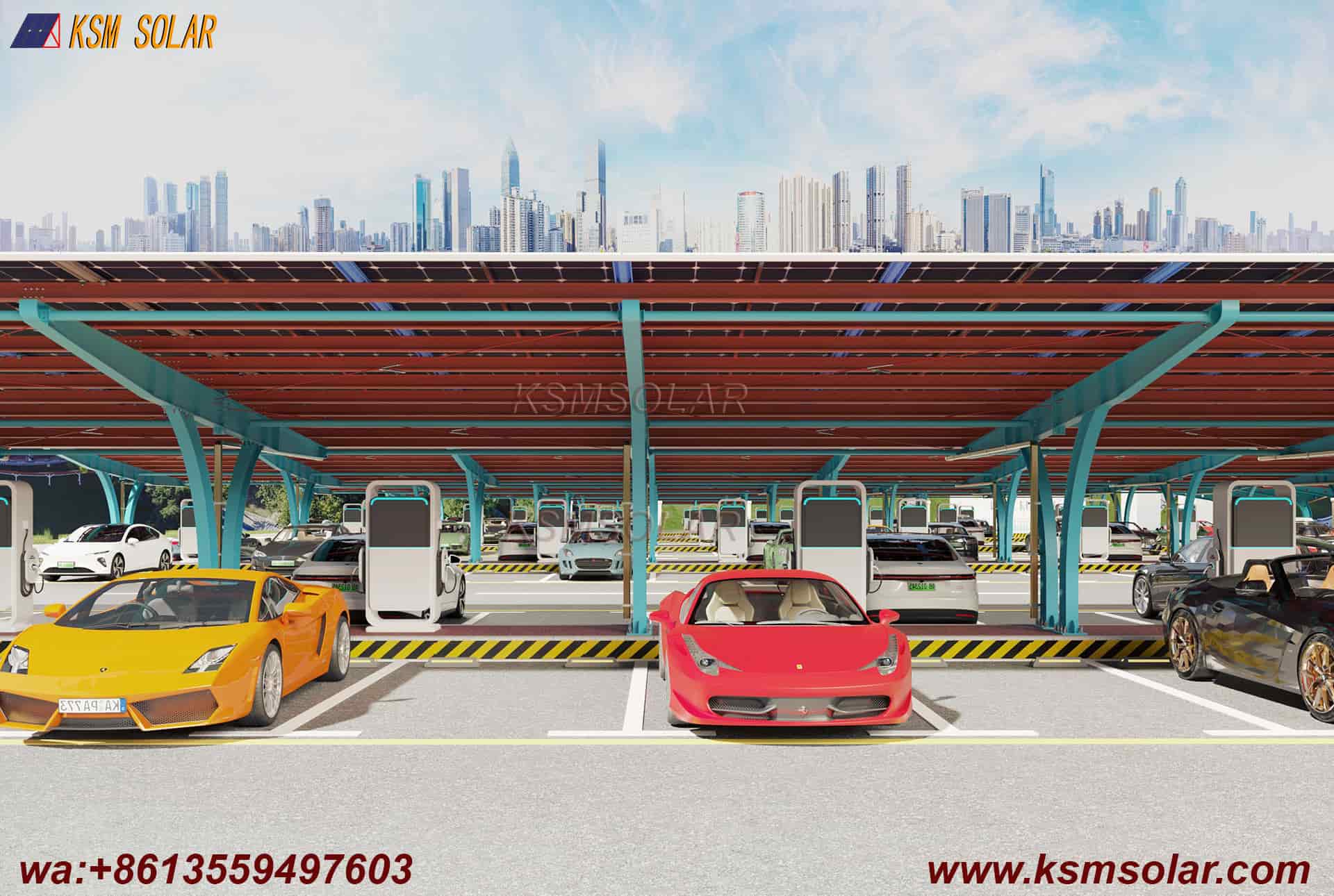 Carbon Steel Single-Slope Back-to-Back PV Carport