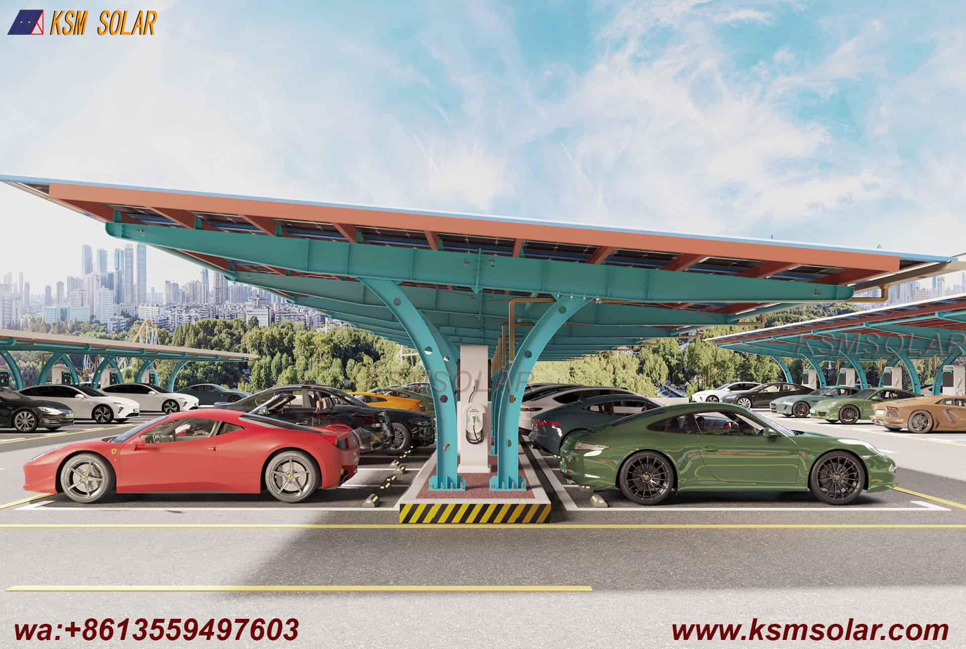 Carbon Steel Single-Slope Back-to-Back PV Carport