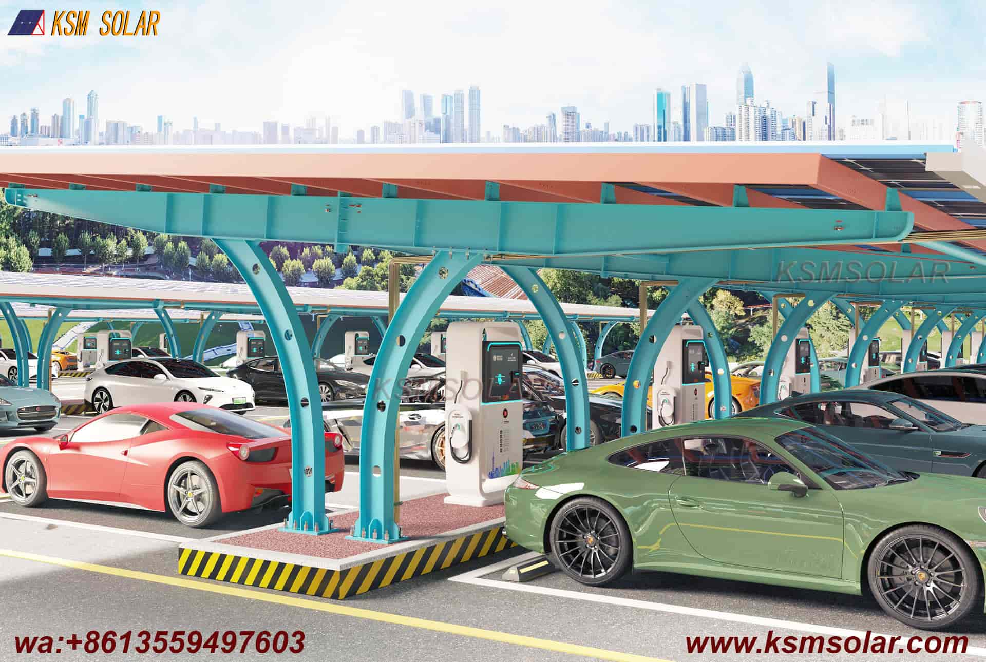Carbon Steel Single-Slope Back-to-Back PV Carport