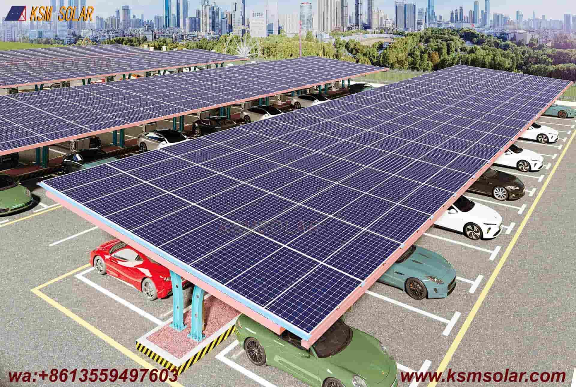 Carbon Steel Single-Slope Back-to-Back PV Carport