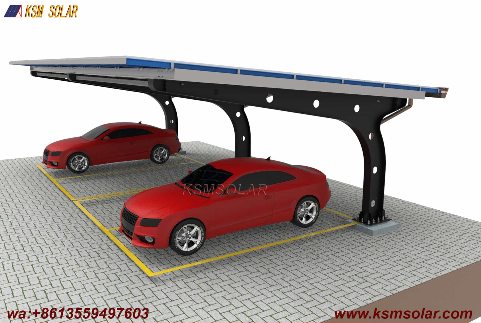 Single-Column PV Carport with U-Shaped Water Gutter 