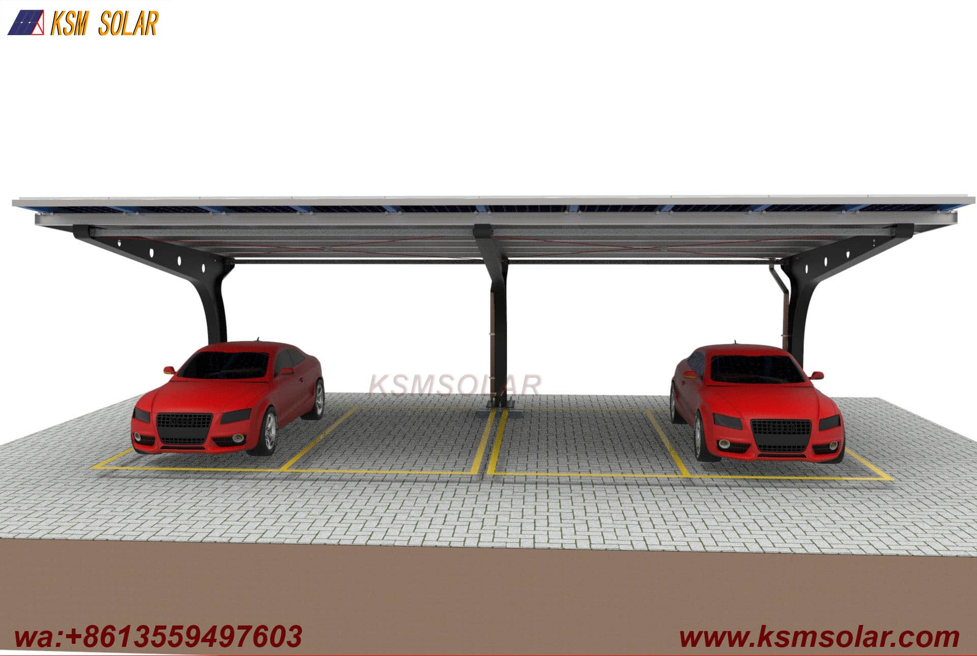 Single-Column PV Carport with U-Shaped Water Gutter 