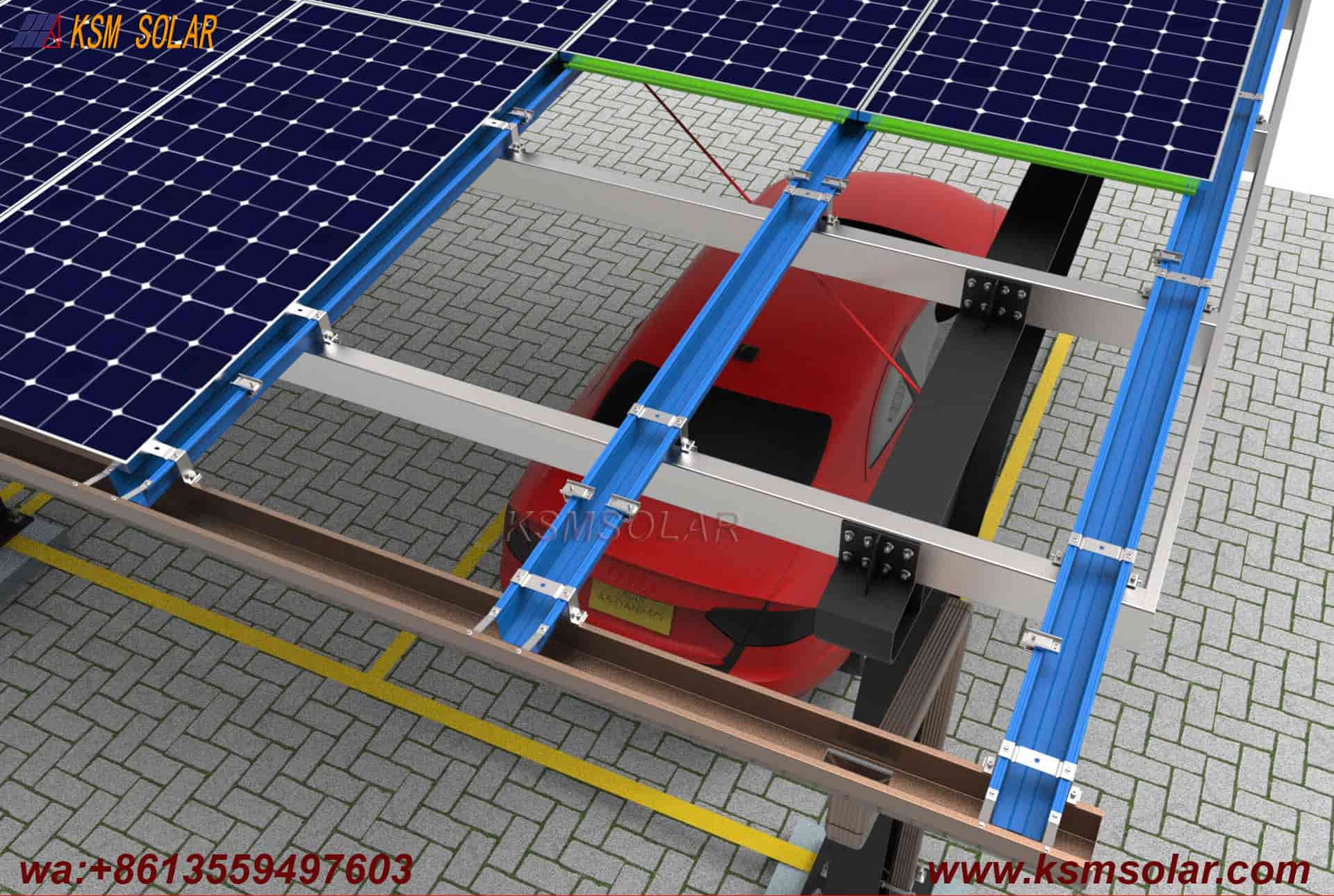 Single-Column PV Carport with U-Shaped Water Gutter 