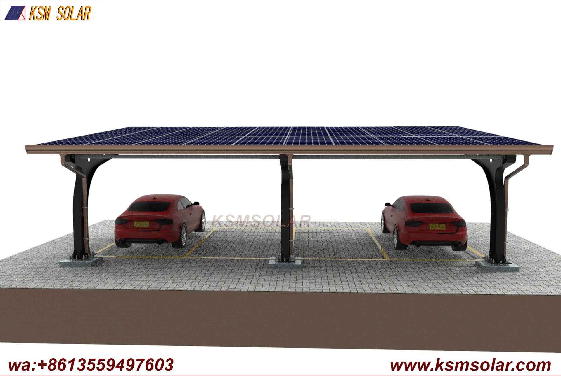 Single-Column PV Carport with U-Shaped Water Gutter 