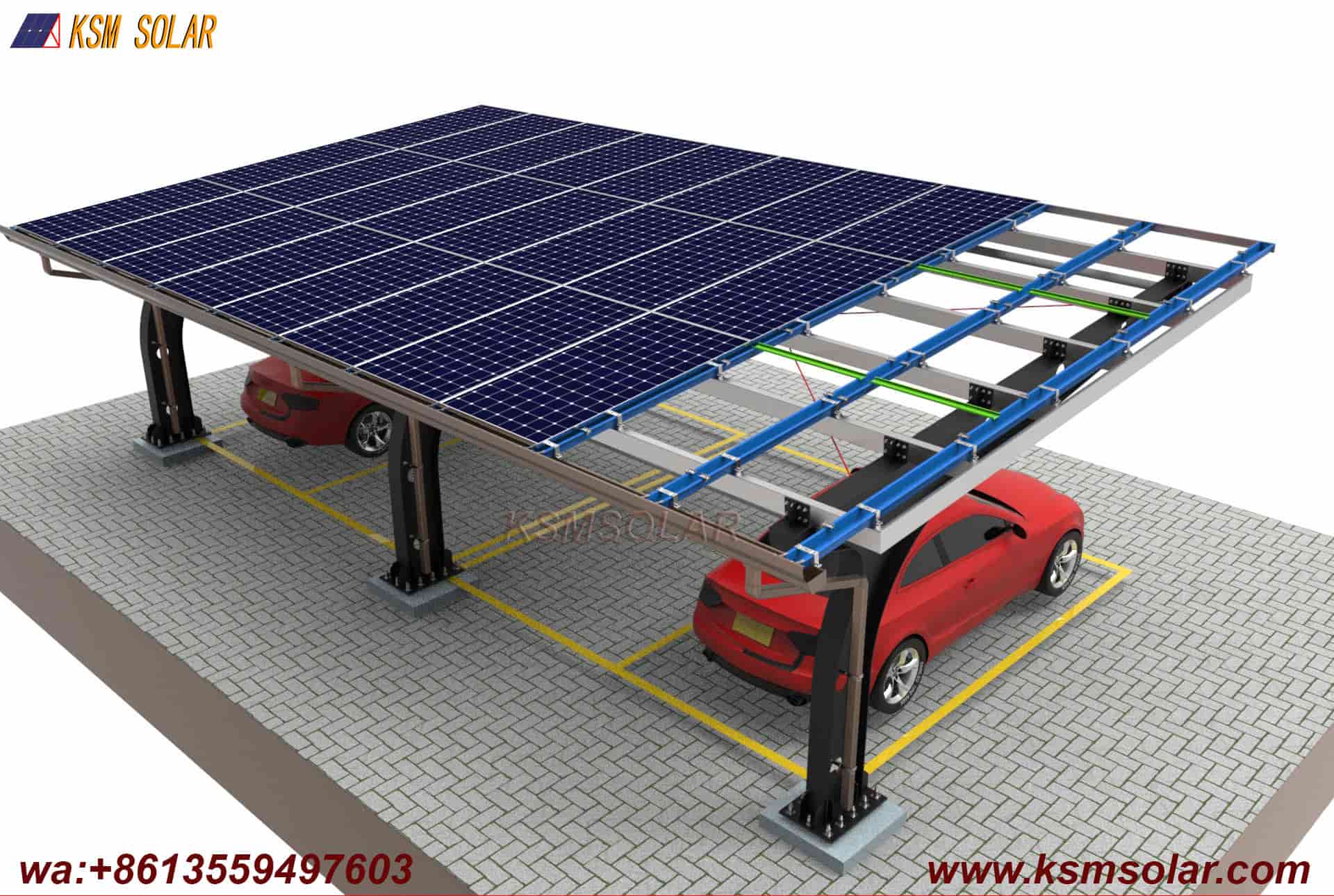 Single-Column PV Carport with U-Shaped Water Gutter 