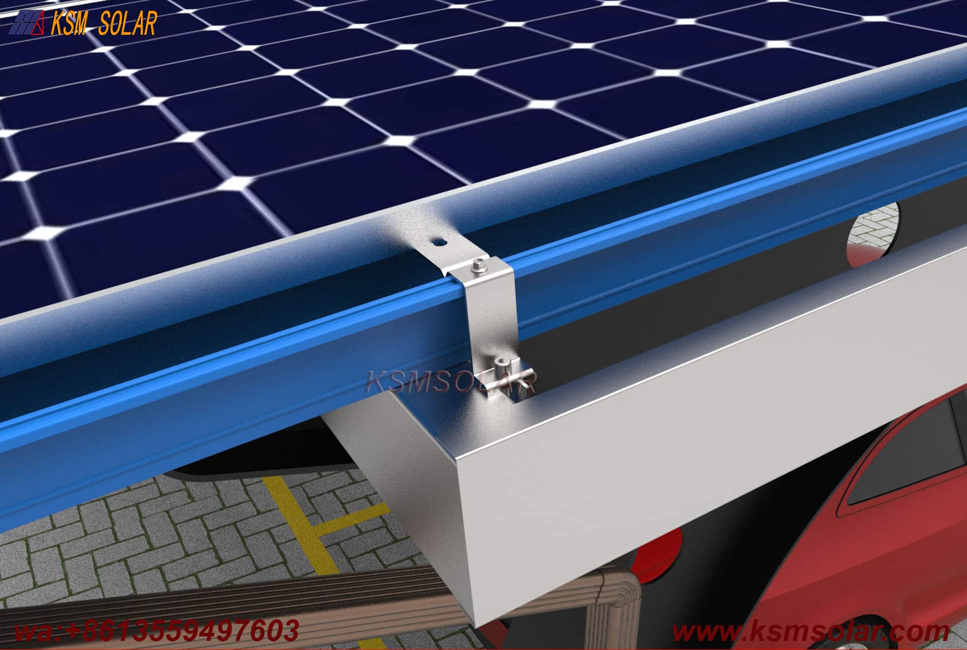 Single-Column PV Carport with U-Shaped Water Gutter 