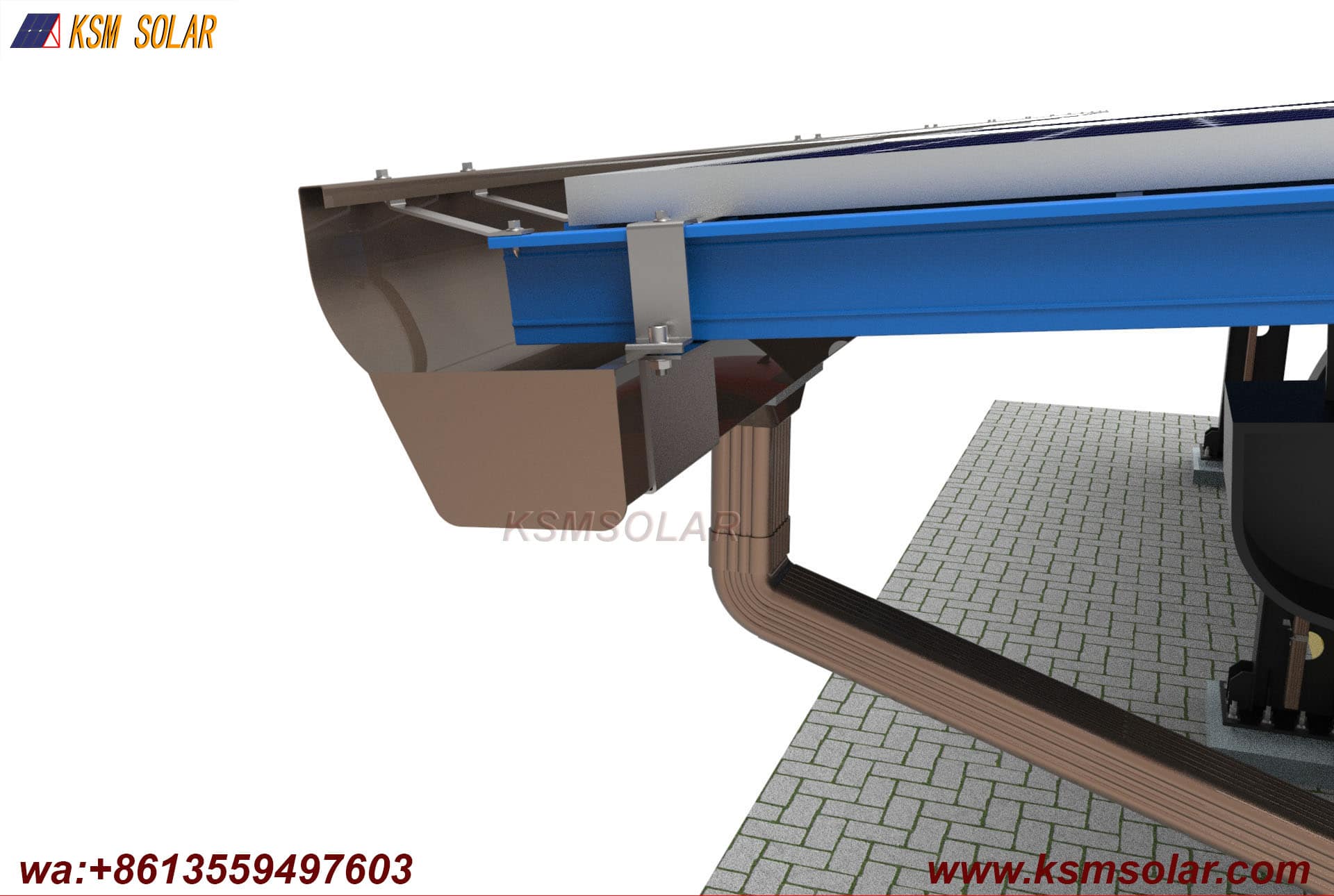 Single-Column PV Carport with U-Shaped Water Gutter 