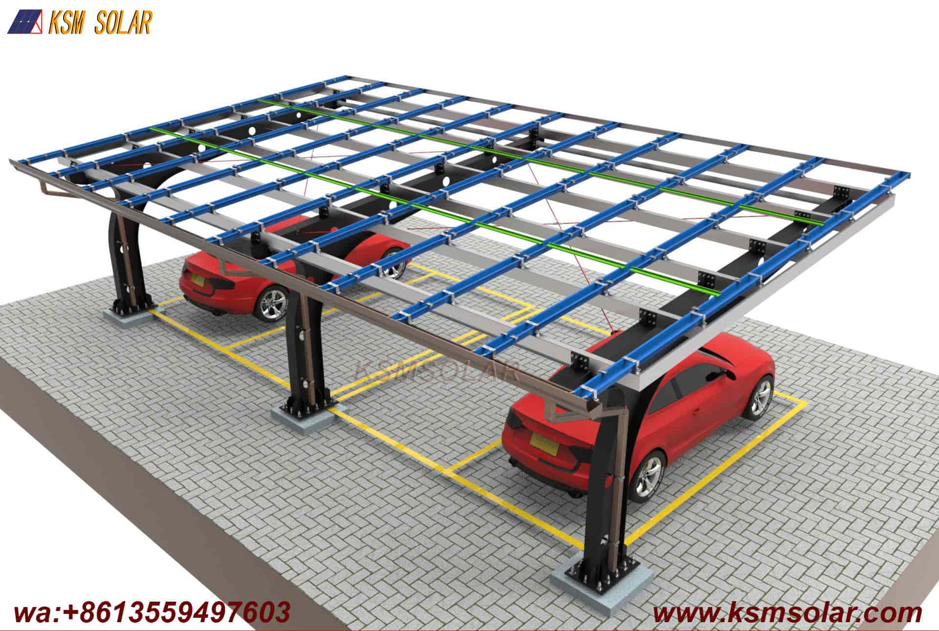 Single-Column PV Carport with U-Shaped Water Gutter 