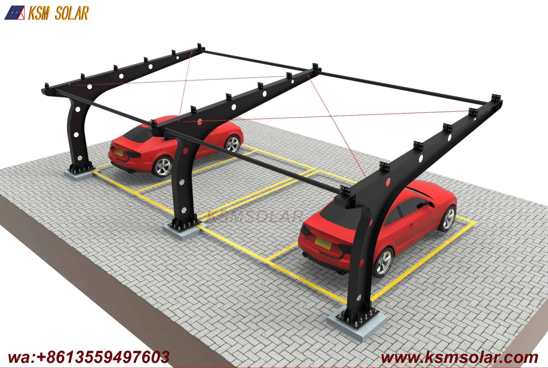 Single-Column PV Carport with U-Shaped Water Gutter 