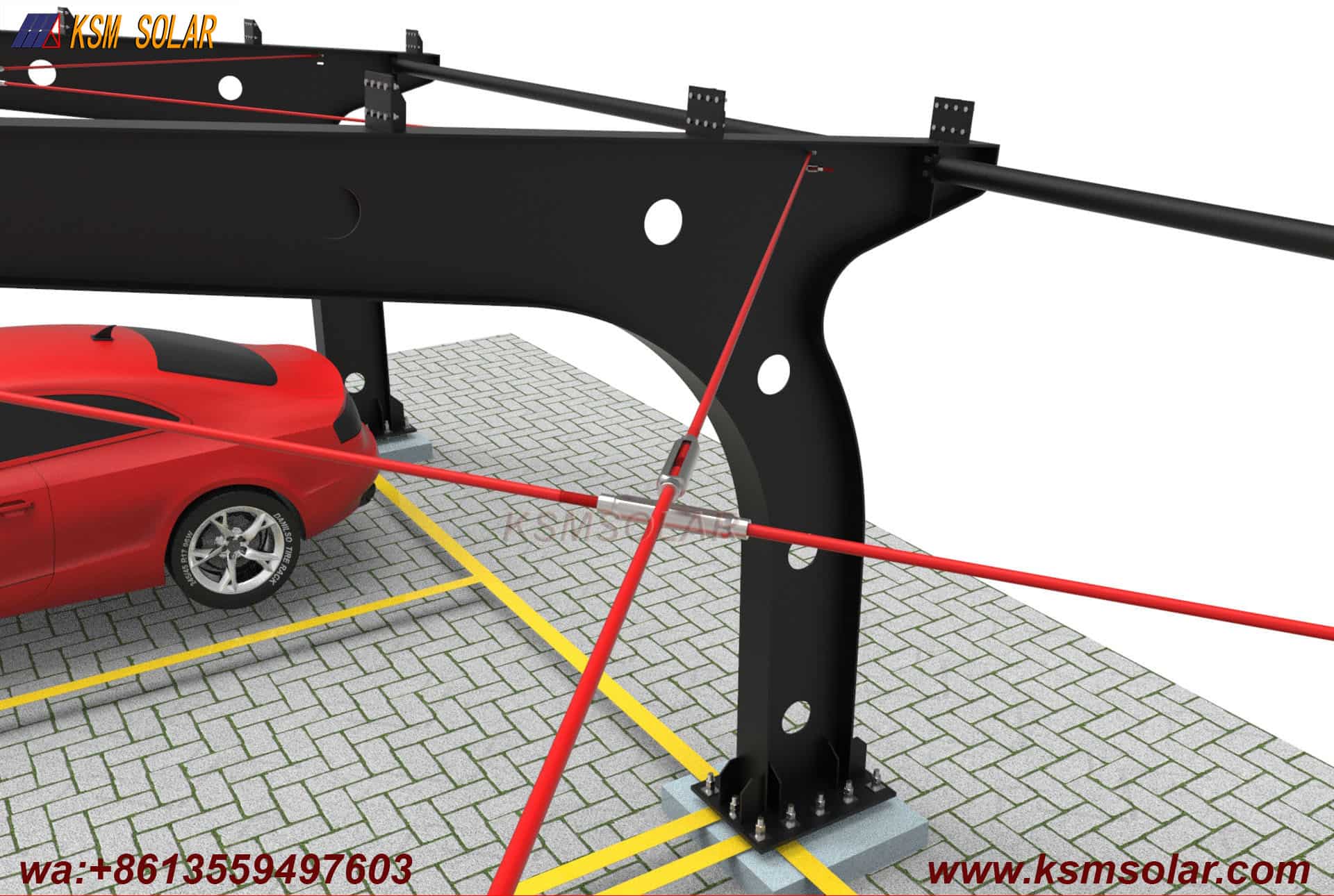 Single-Column PV Carport with U-Shaped Water Gutter 