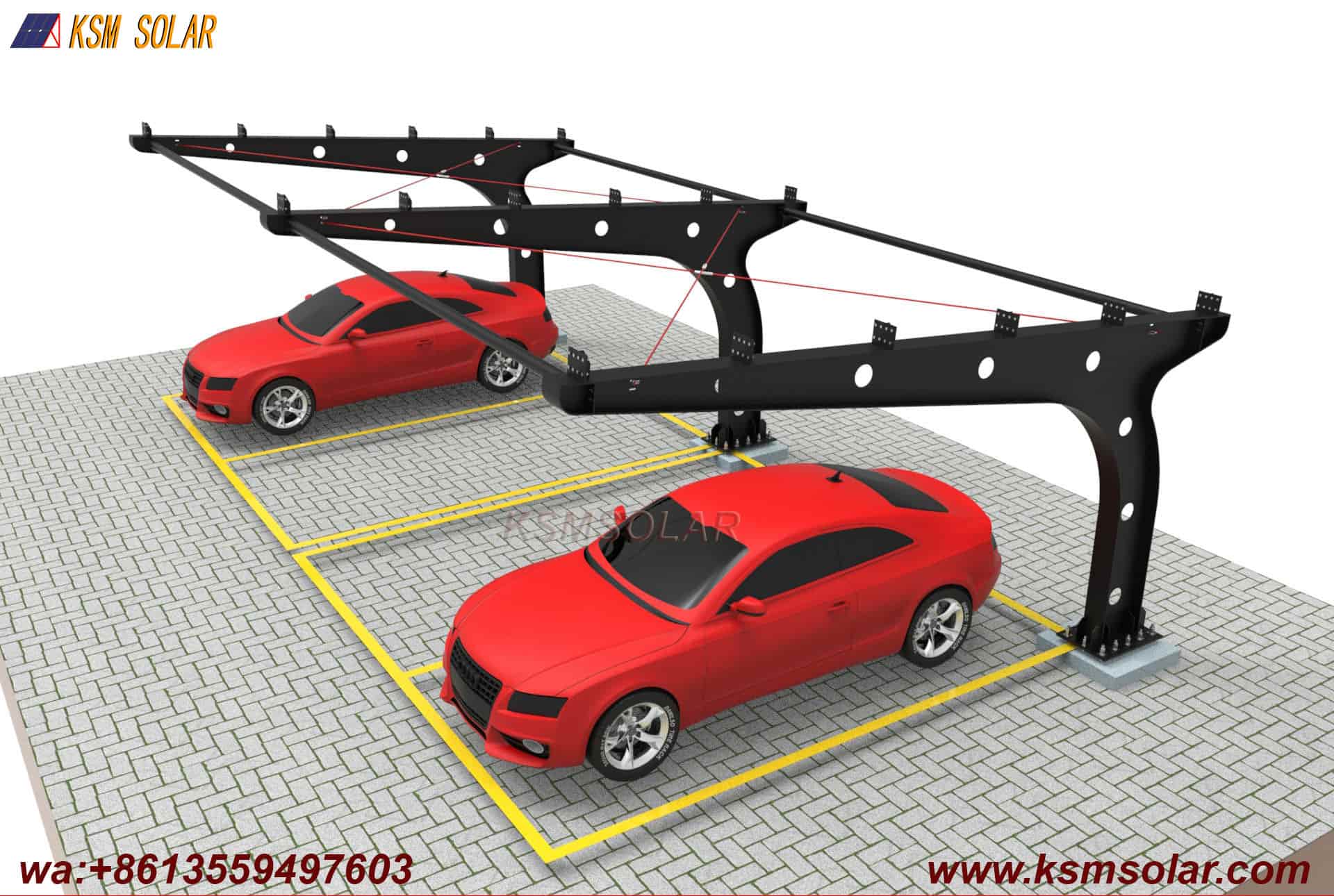 Single-Column PV Carport with U-Shaped Water Gutter 