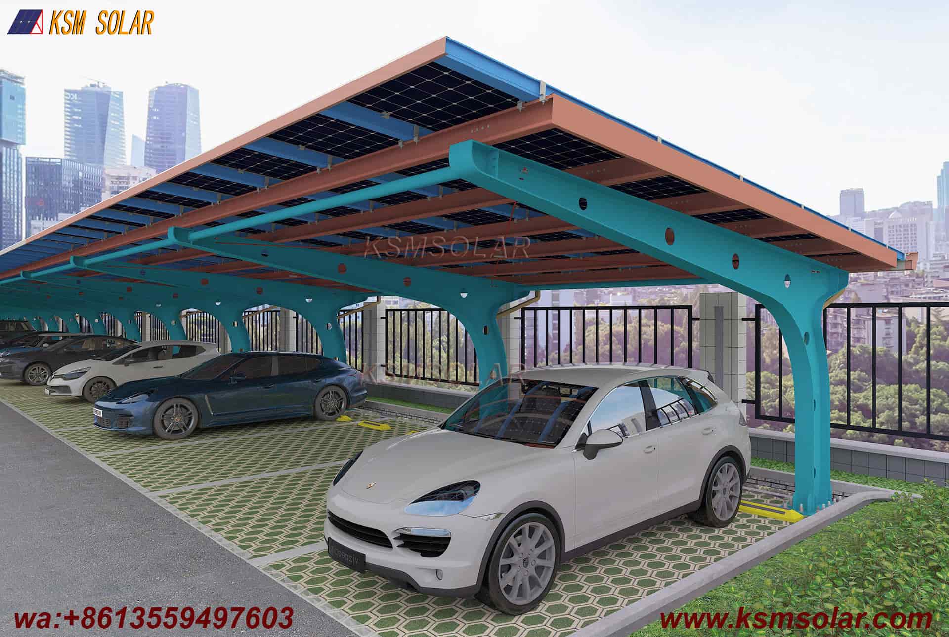 Single-Column PV Carport with U-Shaped Water Gutter 