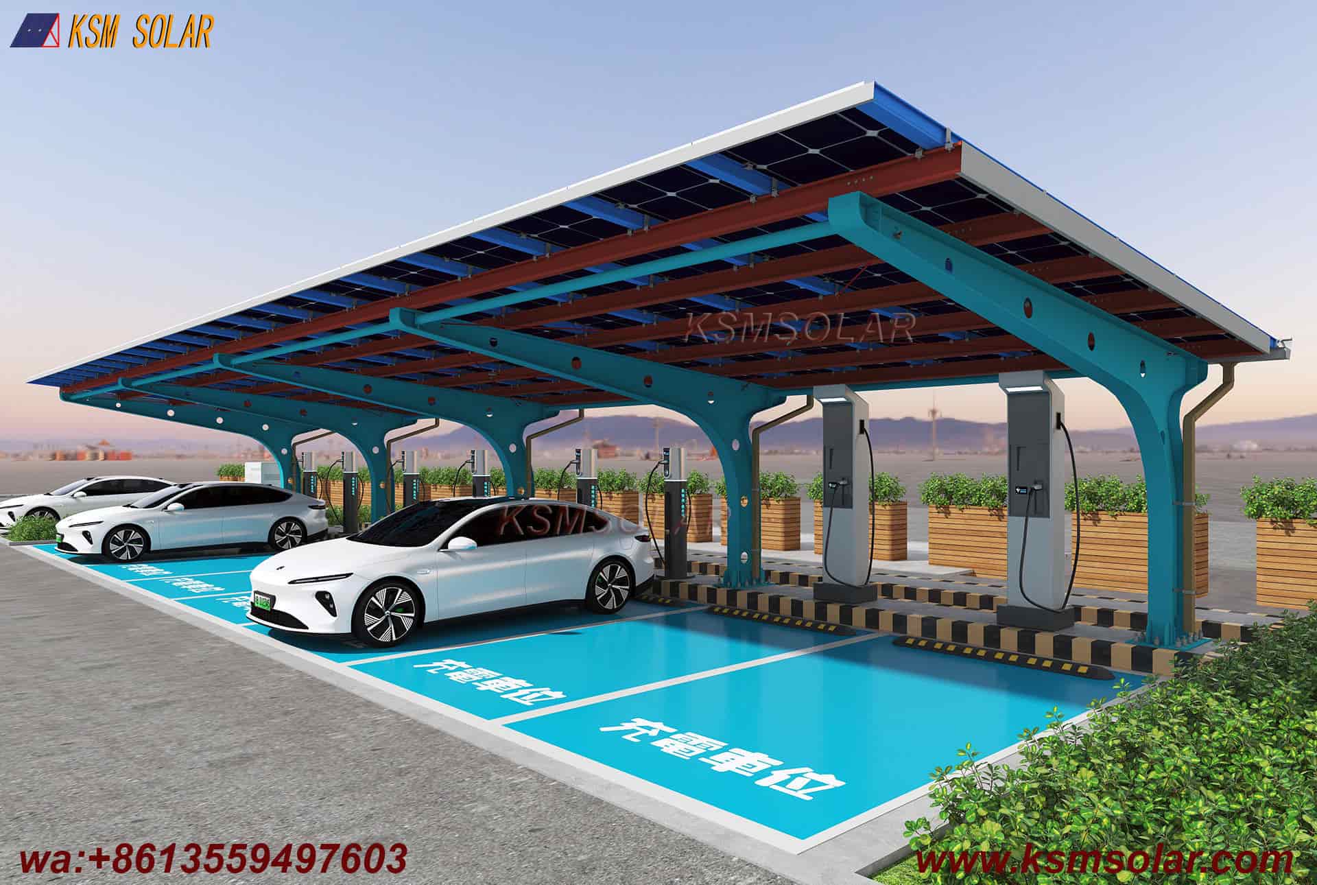Single-Column PV Carport with U-Shaped Water Gutter 
