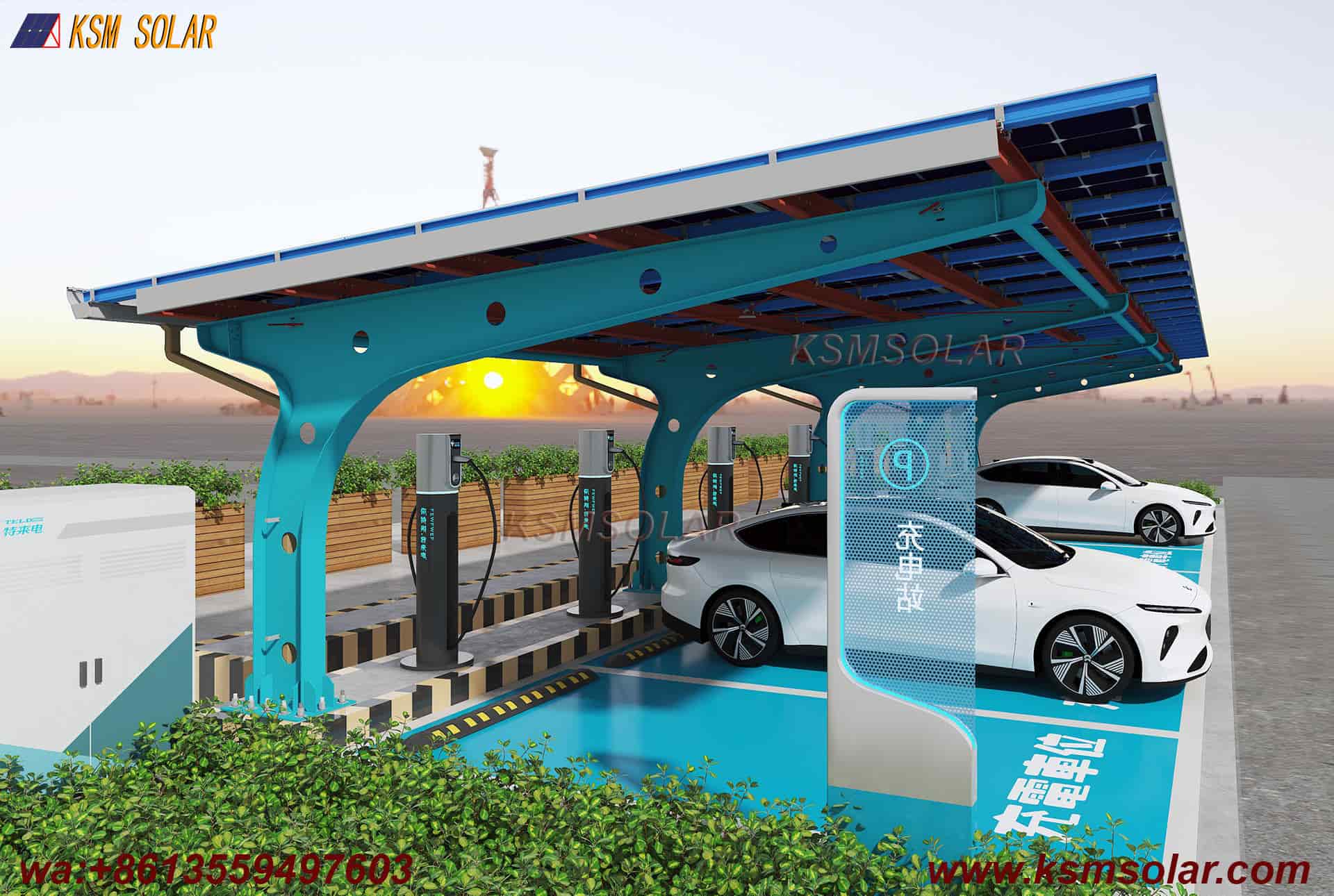 Single-Column PV Carport with U-Shaped Water Gutter 