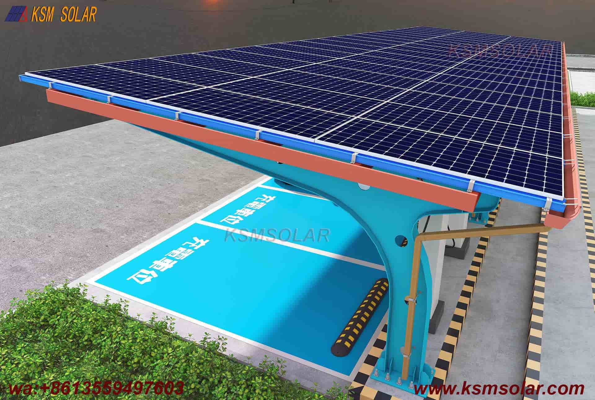 Single-Column PV Carport with U-Shaped Water Gutter 