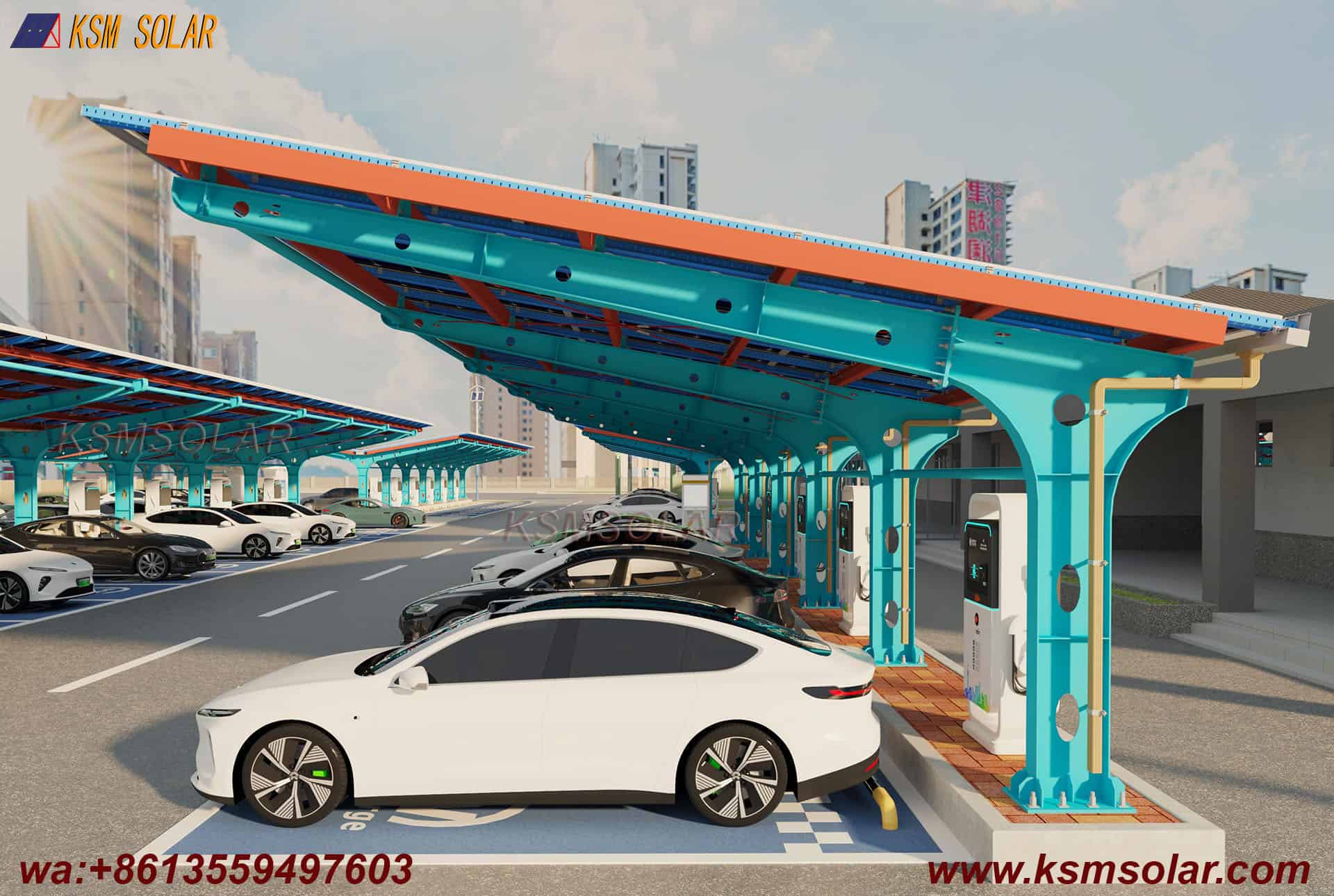Welded Segmented Carbon Steel Beam-Column PV Carport
