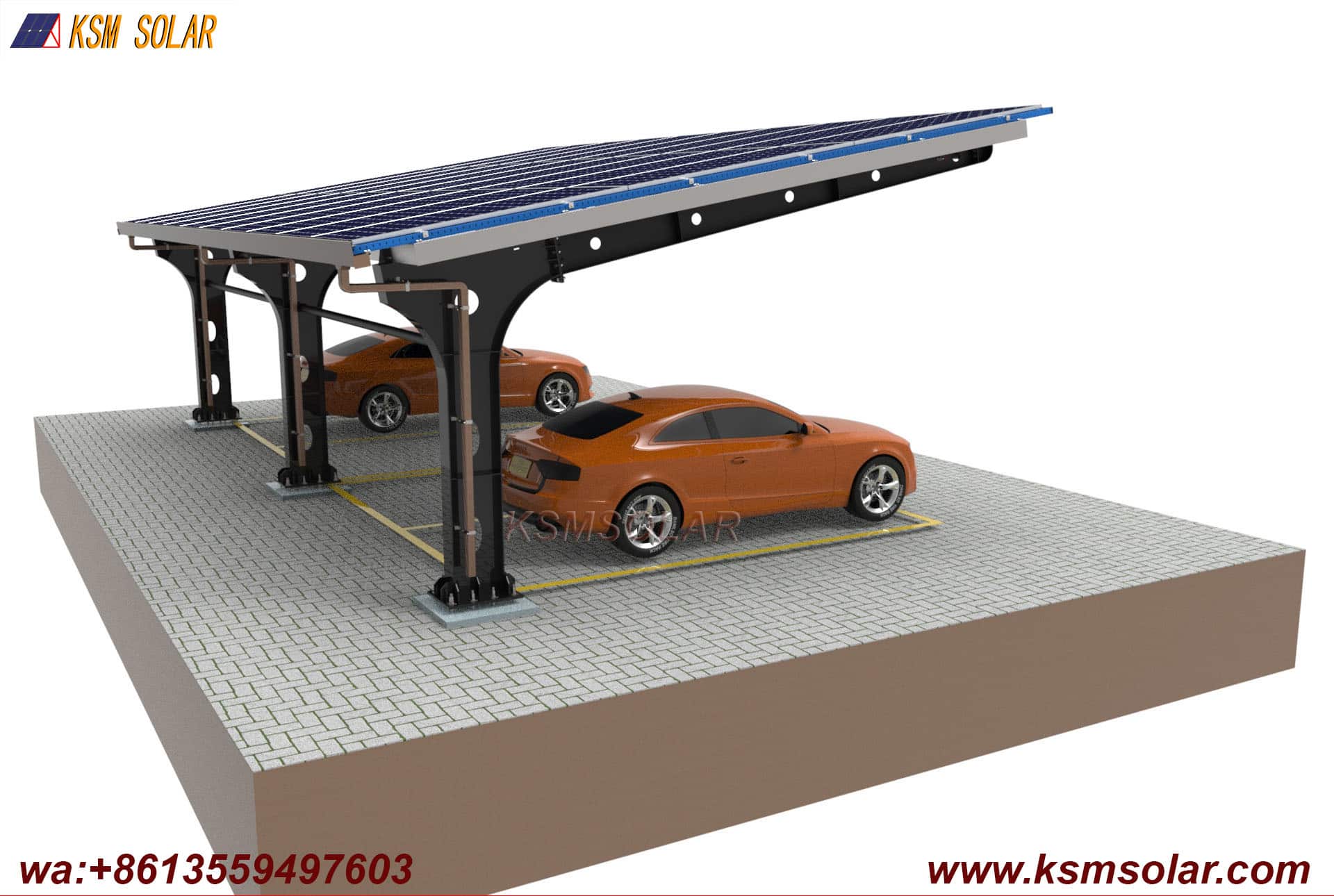 Welded Segmented Carbon Steel Beam-Column PV Carport