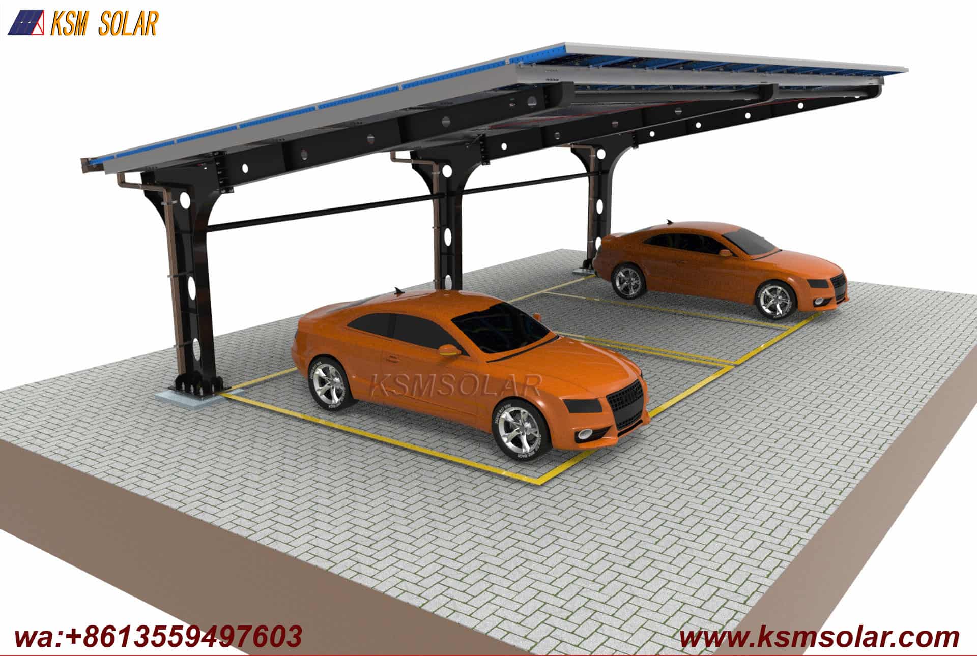 Welded Segmented Carbon Steel Beam-Column PV Carport