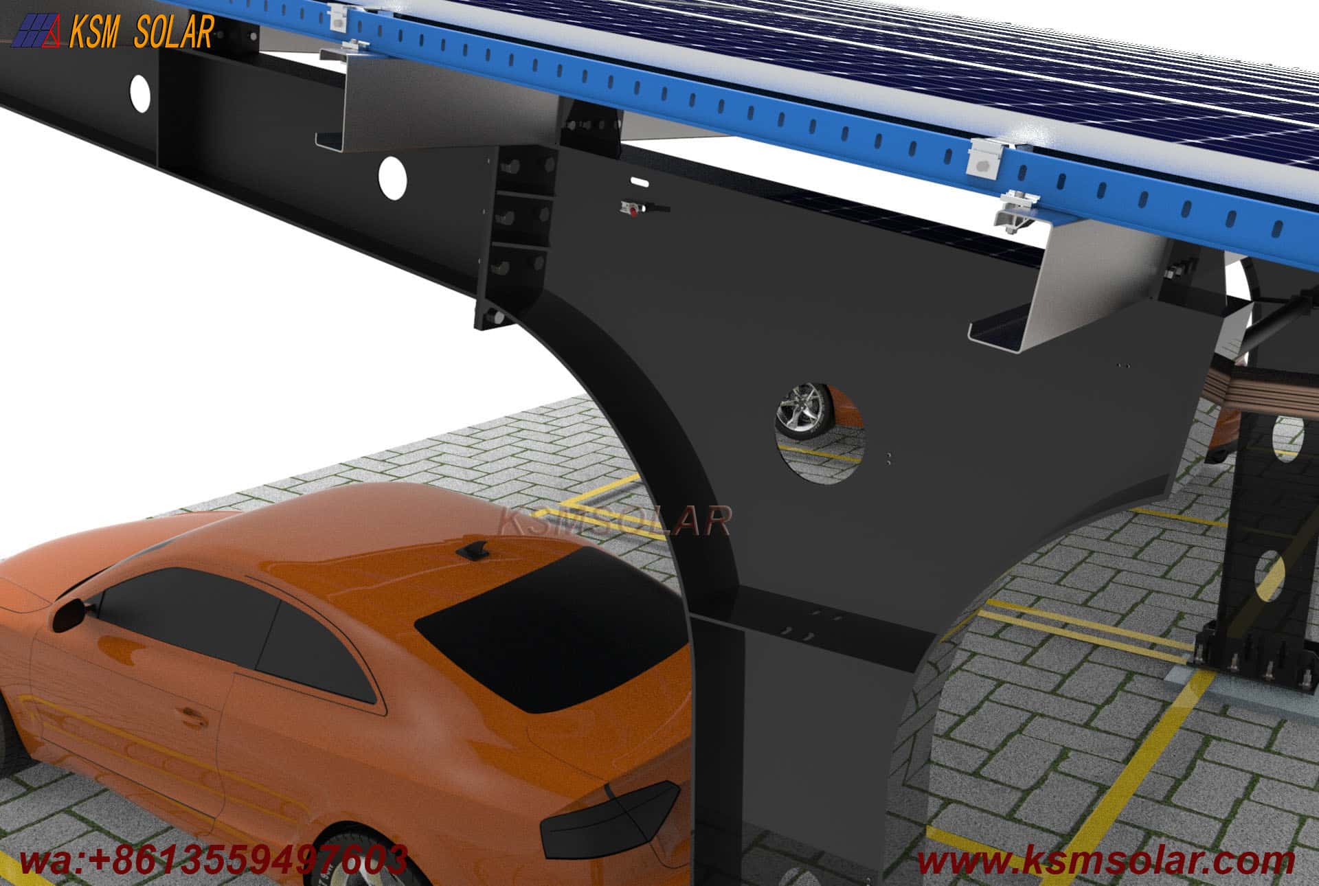 Welded Segmented Carbon Steel Beam-Column PV Carport