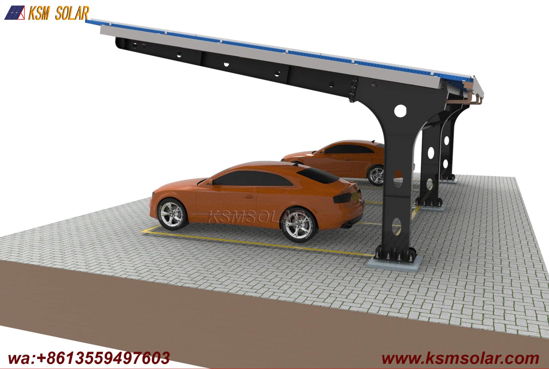 Welded Segmented Carbon Steel Beam-Column PV Carport