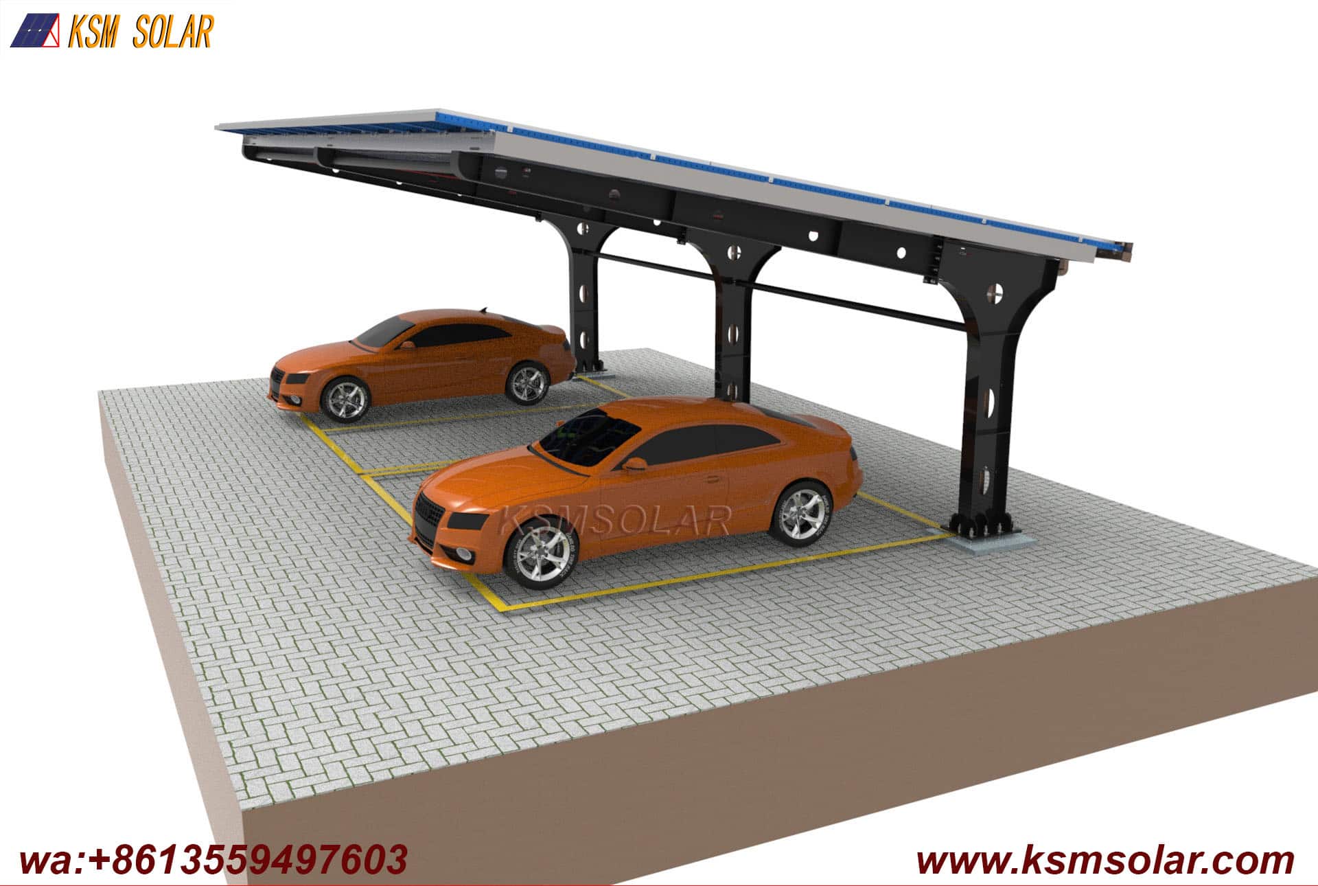 Welded Segmented Carbon Steel Beam-Column PV Carport