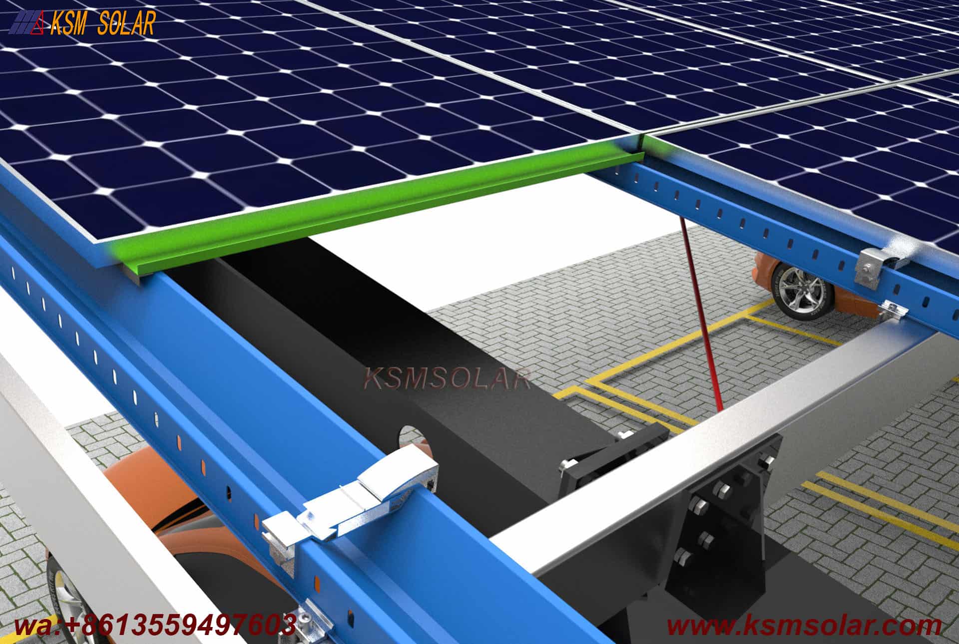 Welded Segmented Carbon Steel Beam-Column PV Carport