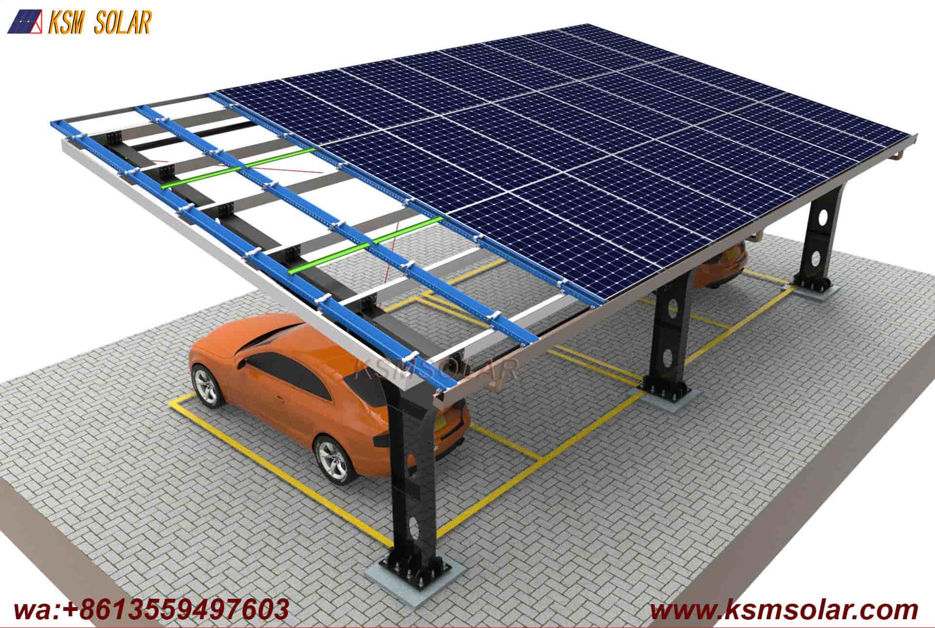 Welded Segmented Carbon Steel Beam-Column PV Carport