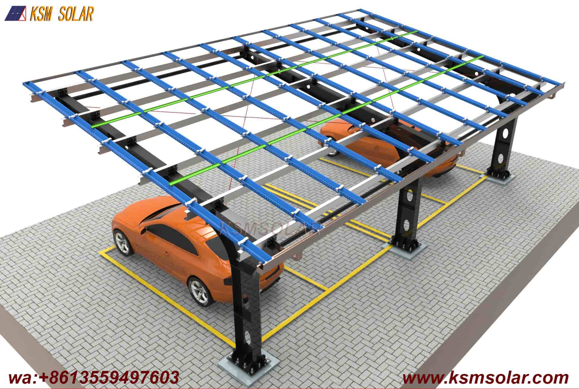 Welded Segmented Carbon Steel Beam-Column PV Carport
