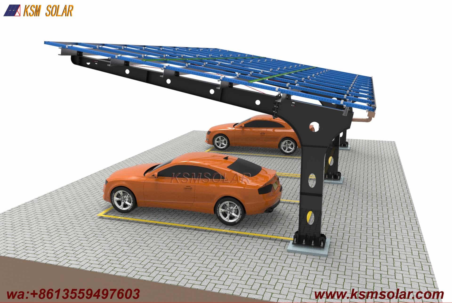 Welded Segmented Carbon Steel Beam-Column PV Carport