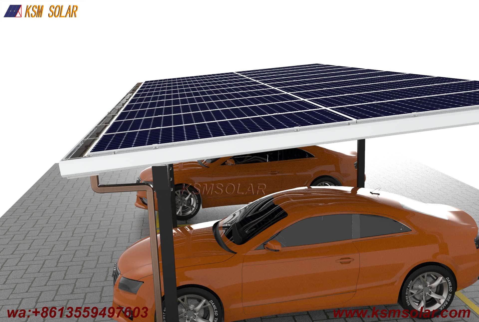 Double-Column Waterproof Aluminum Solar Carport