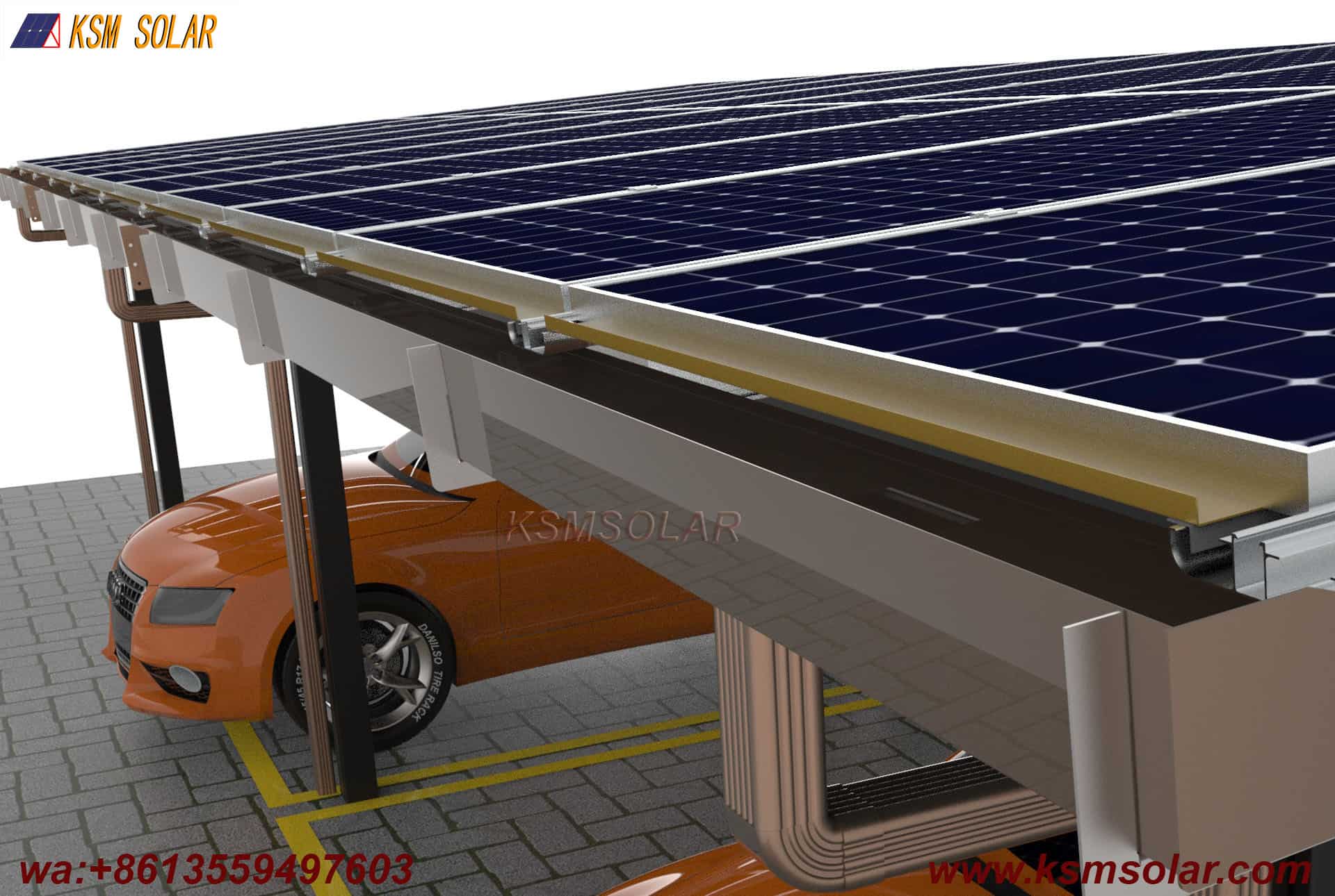 Double-Column Waterproof Aluminum Solar Carport