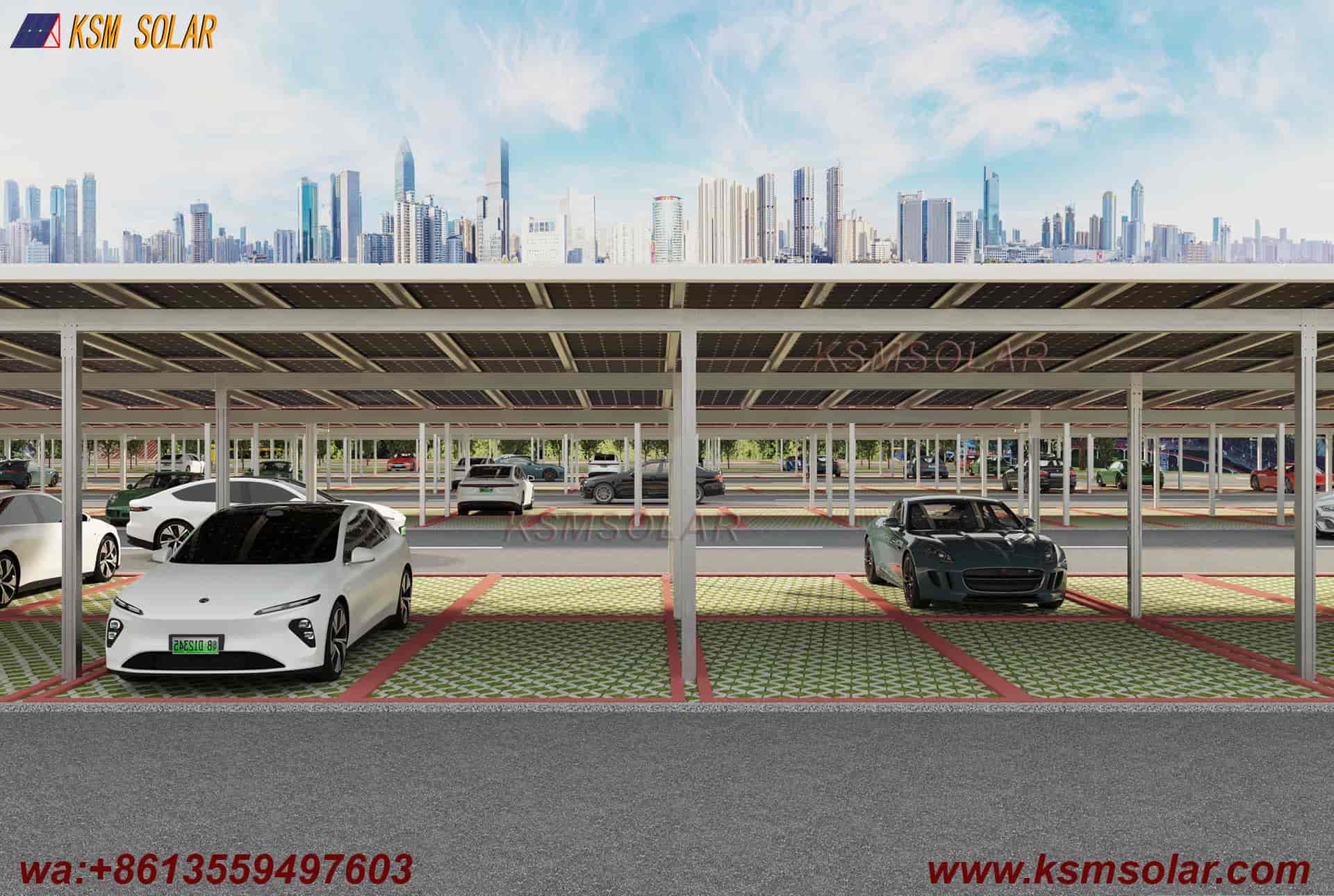 Double-Column Waterproof Aluminum Solar Carport
