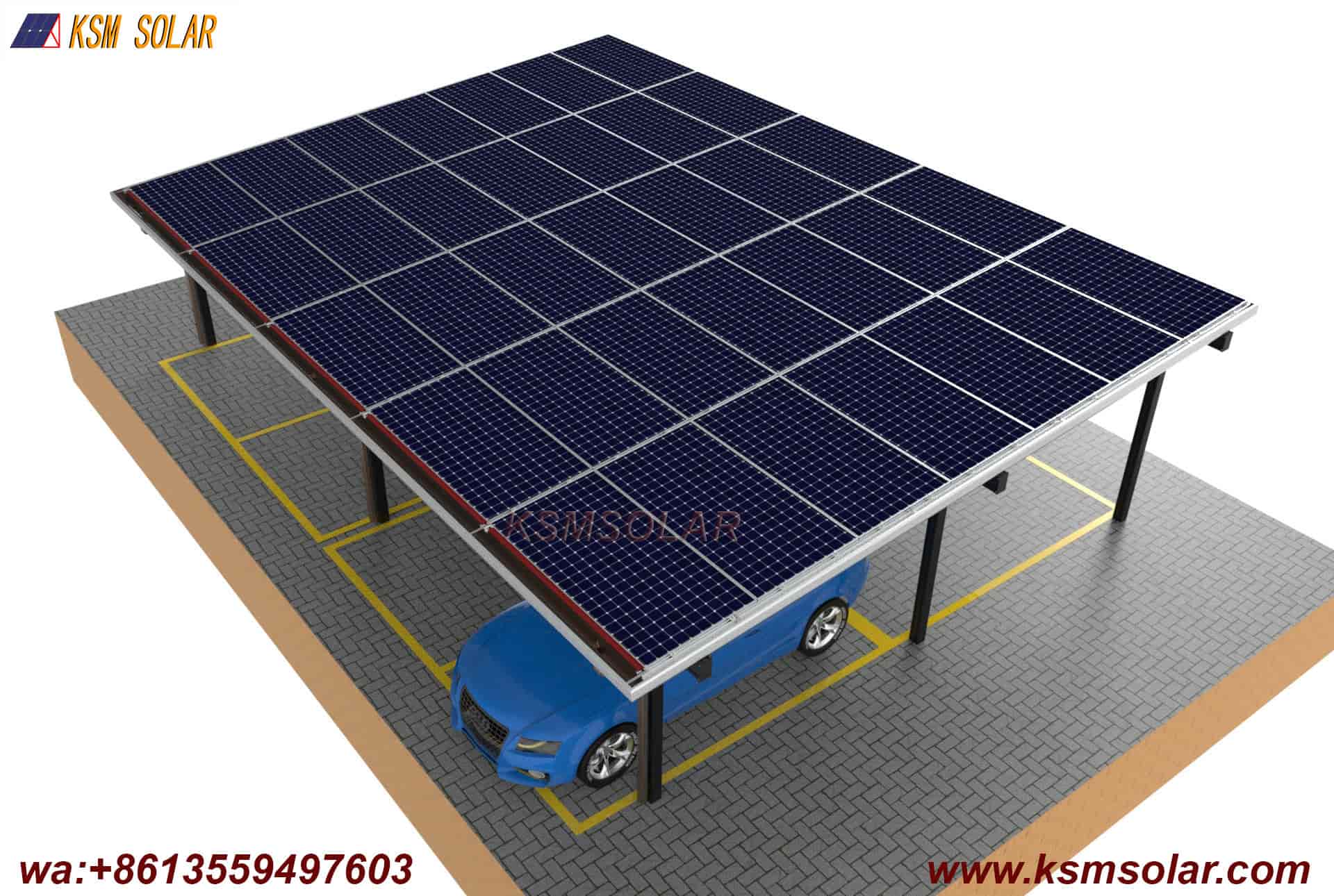 Aluminum Single-Slope Waterproof PV Carport