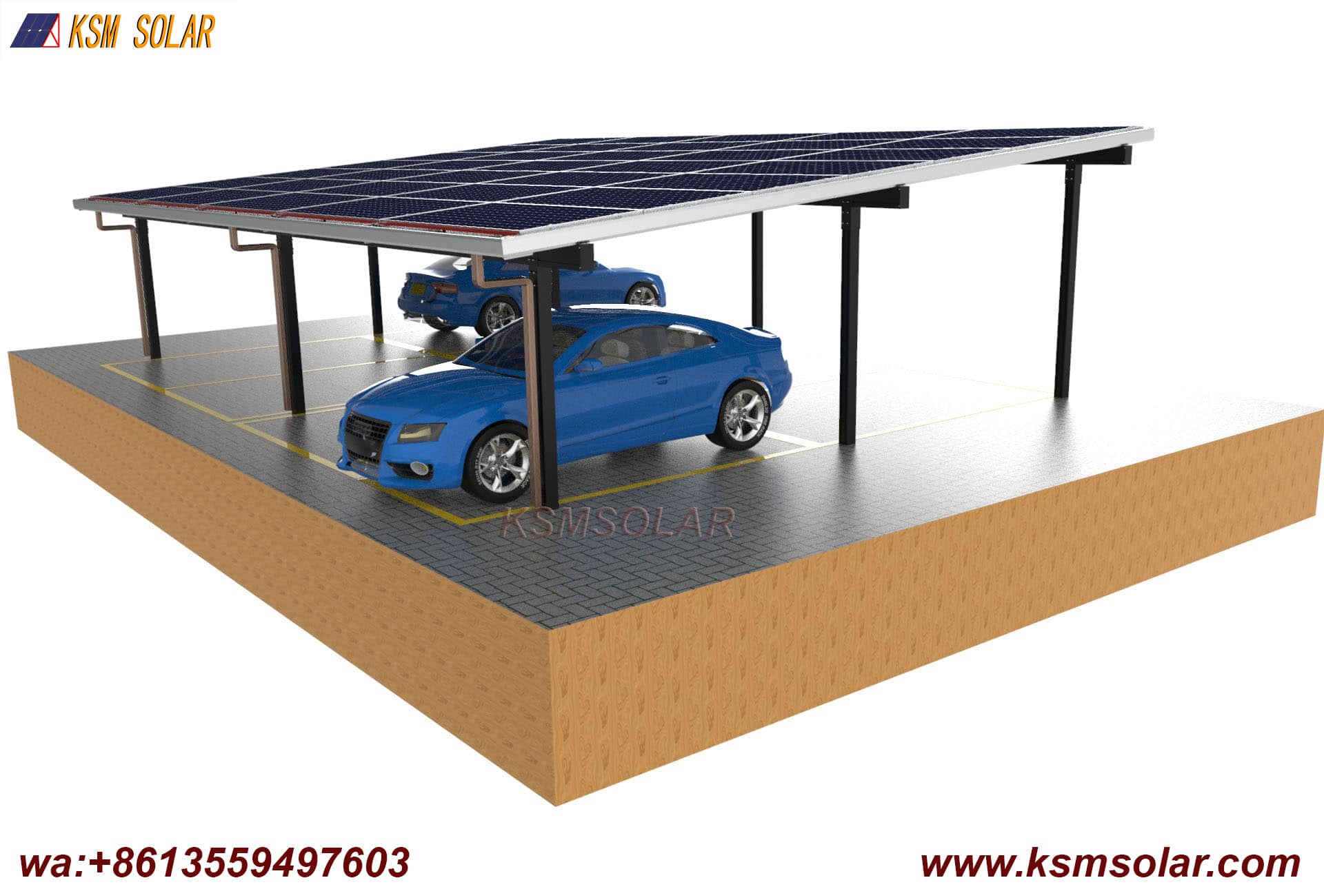 Aluminum Single-Slope Waterproof PV Carport