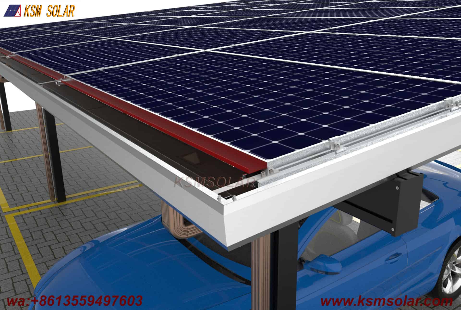 Aluminum Single-Slope Waterproof PV Carport