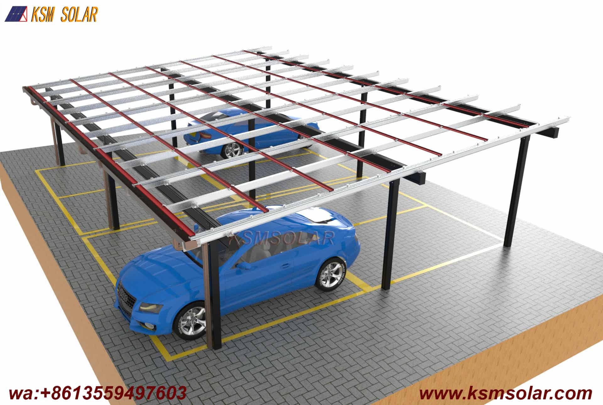 Aluminum Single-Slope Waterproof PV Carport