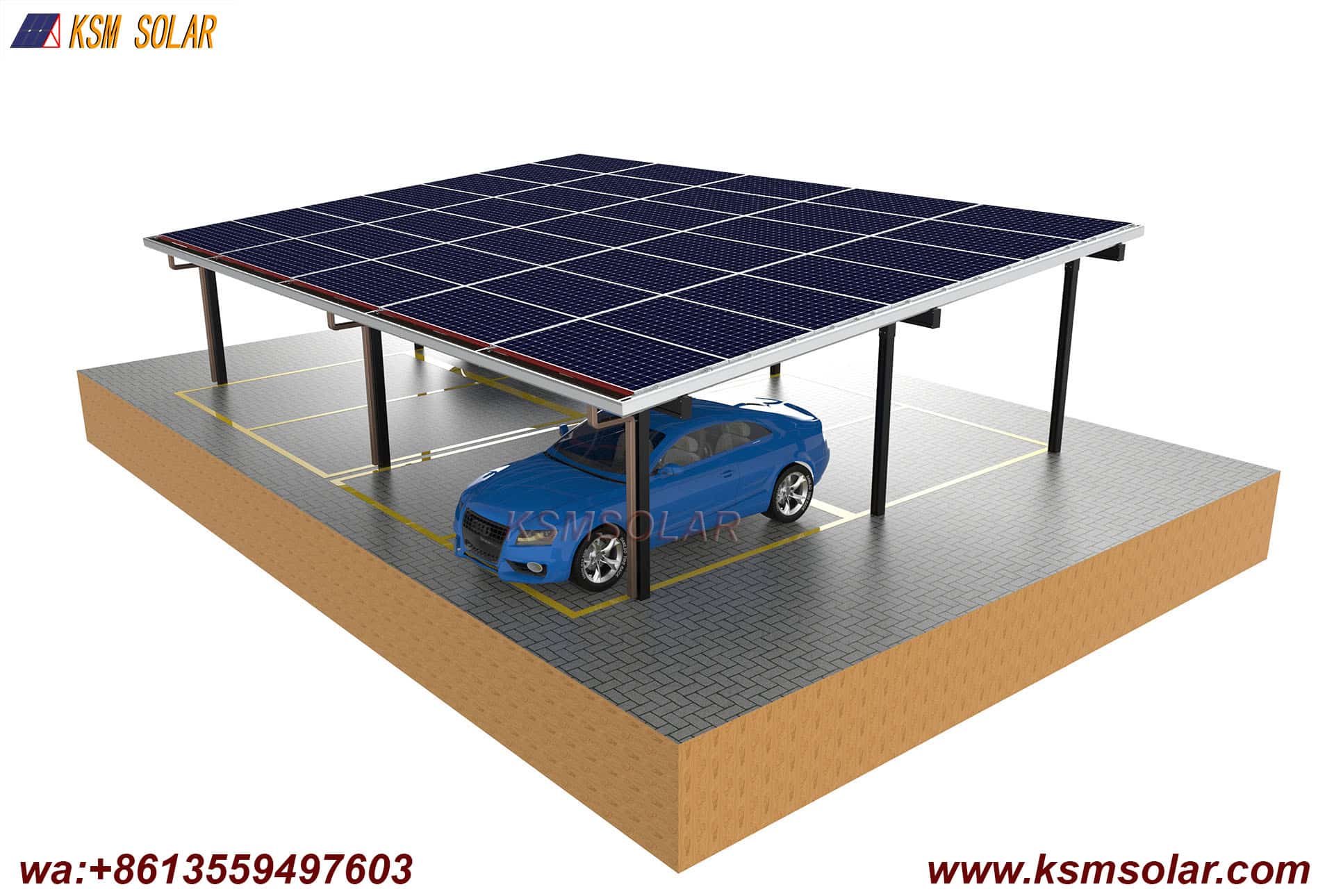 Aluminum Single-Slope Waterproof PV Carport