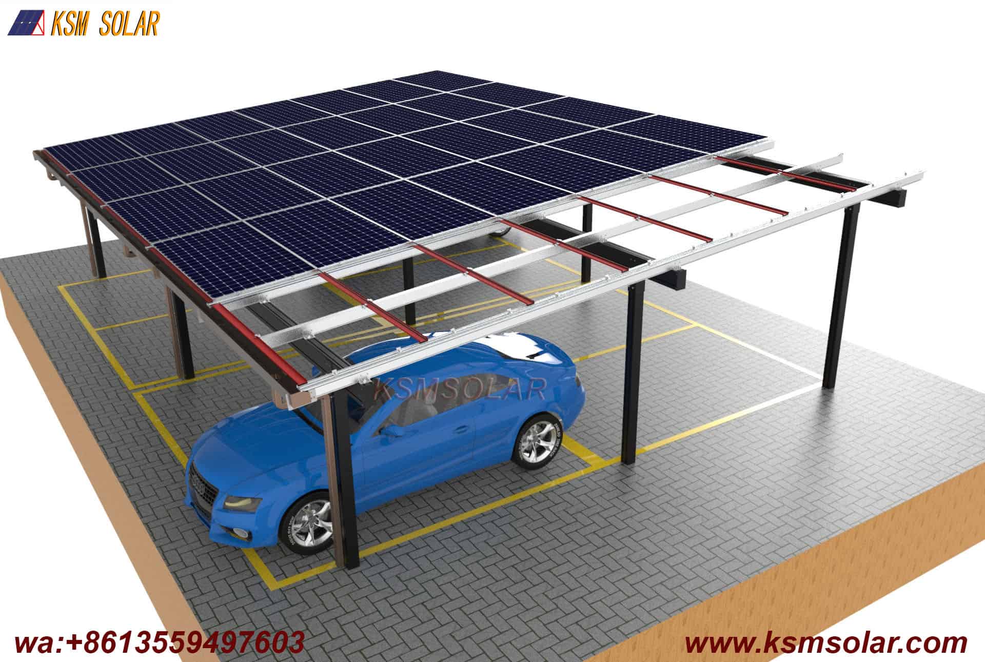 Aluminum Single-Slope Waterproof PV Carport