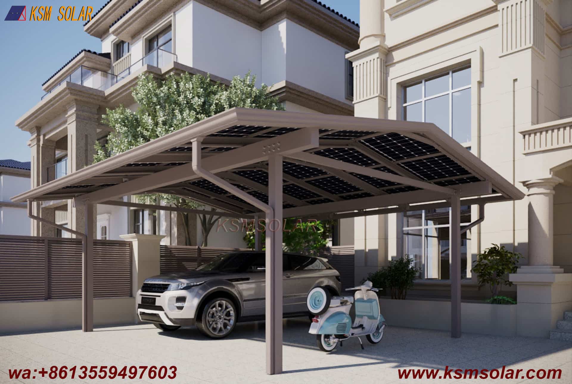 Aluminum Back-to-Back Waterproof Solar Carport