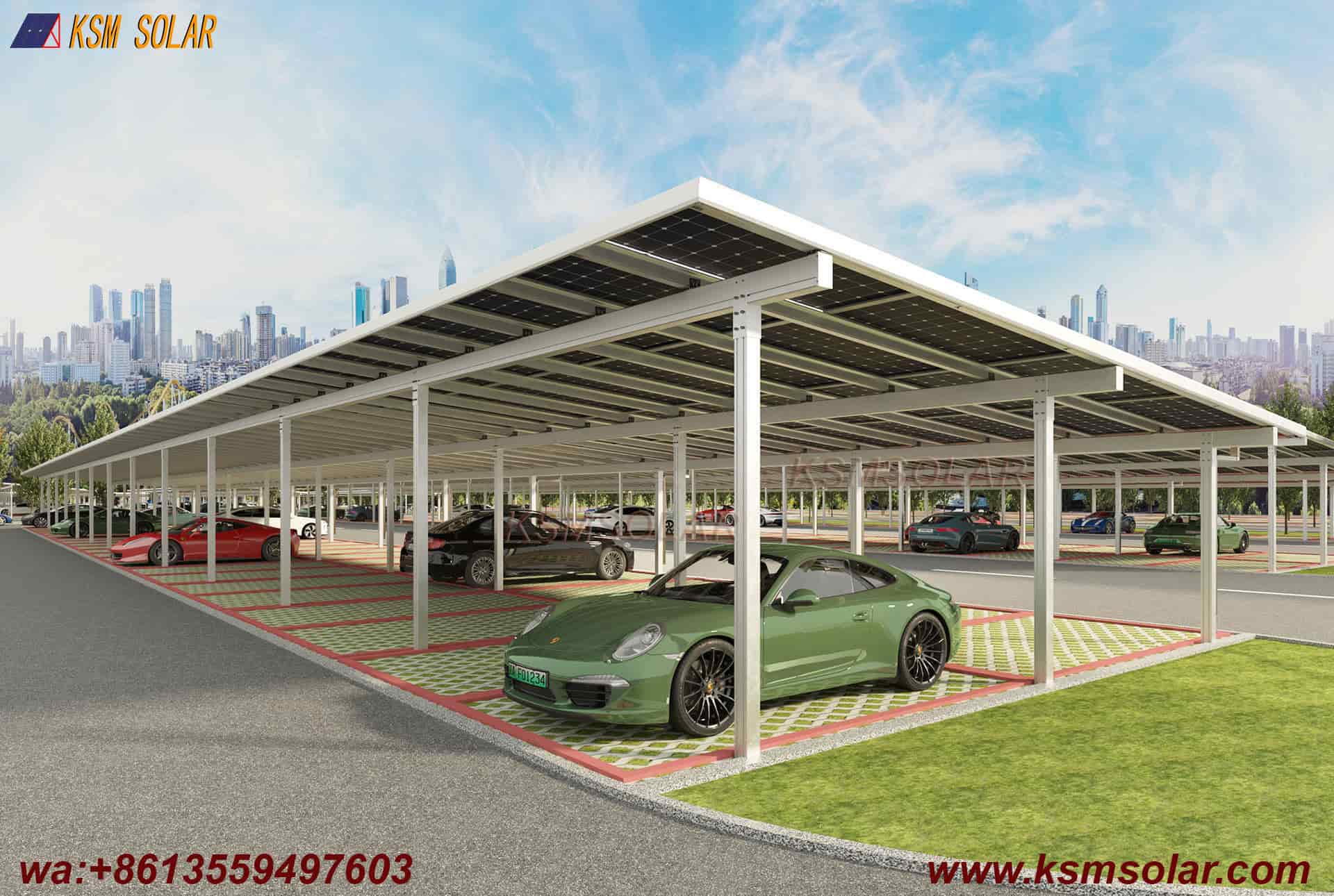 Aluminum Single-Slope Double-Row Photovoltaic Carport