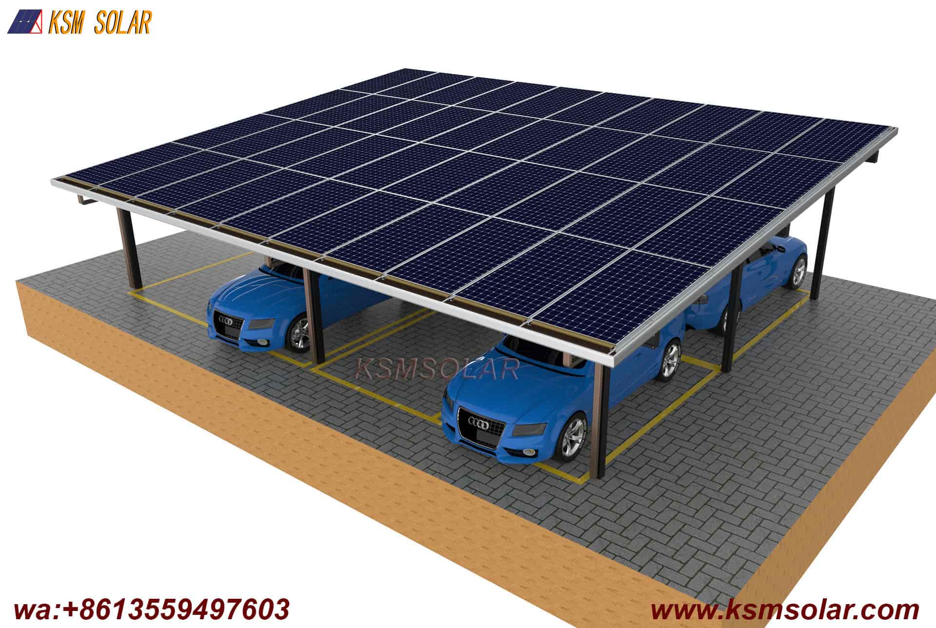 Aluminum Single-Slope Double-Row Photovoltaic Carport