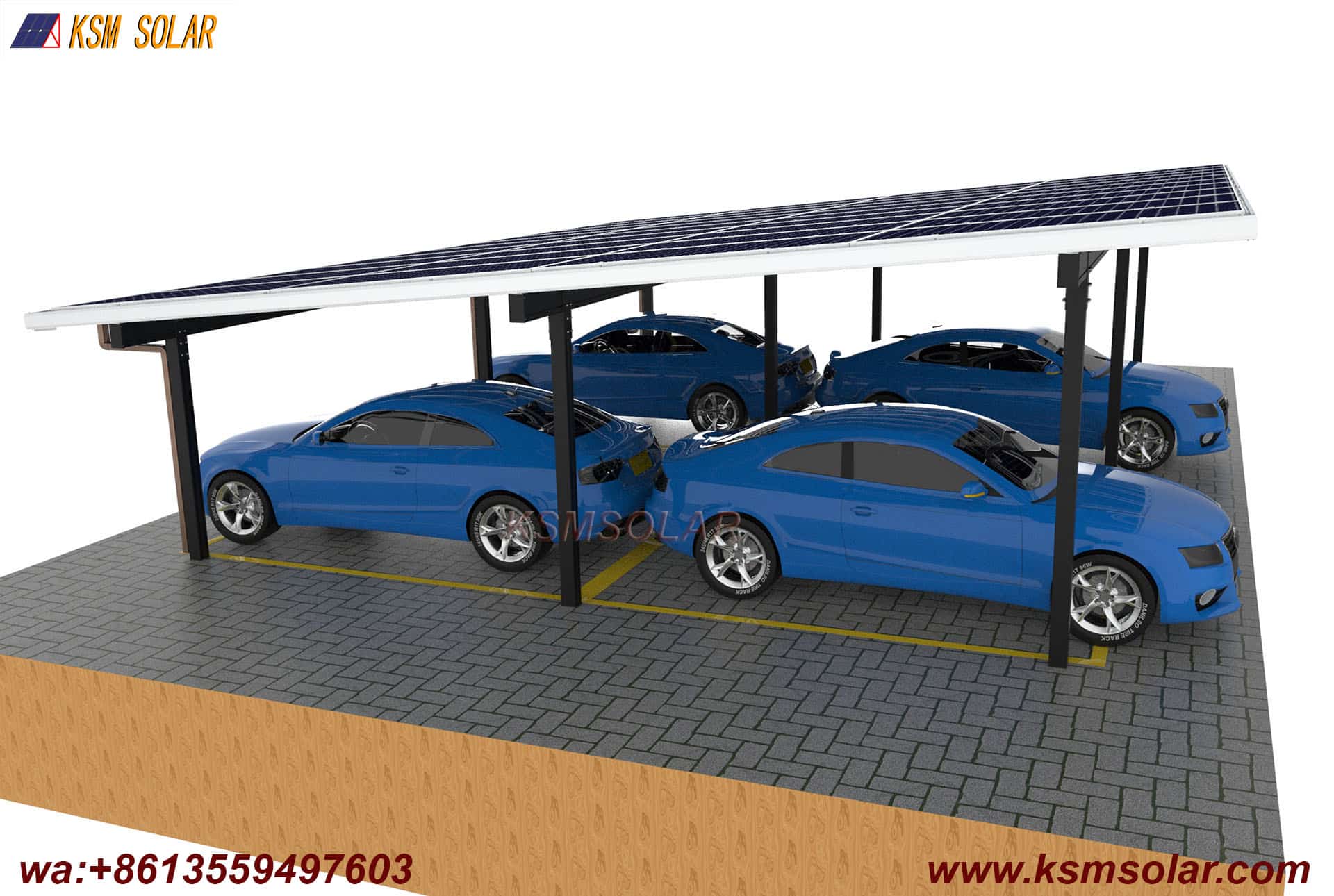 Aluminum Single-Slope Double-Row Photovoltaic Carport