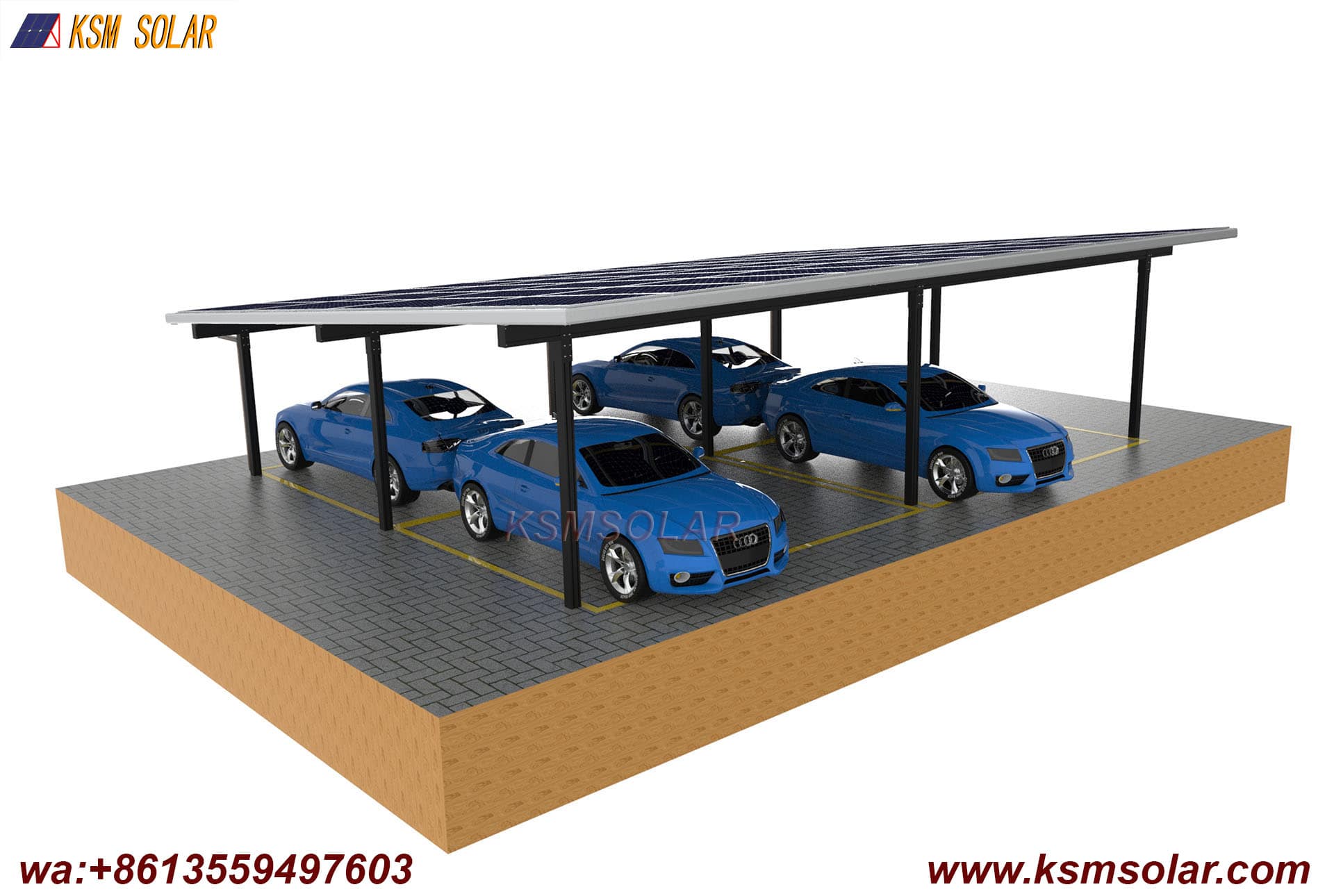 Aluminum Single-Slope Double-Row Photovoltaic Carport