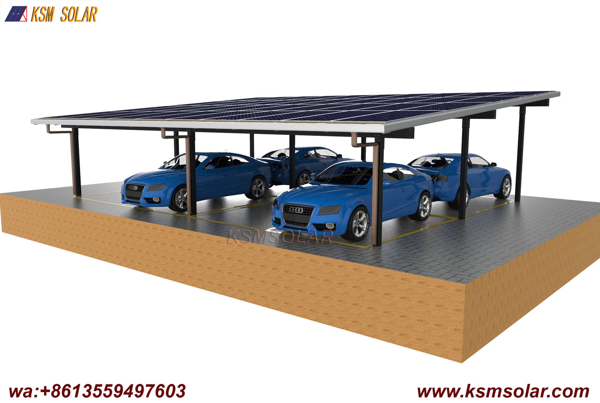 Aluminum Single-Slope Double-Row Photovoltaic Carport