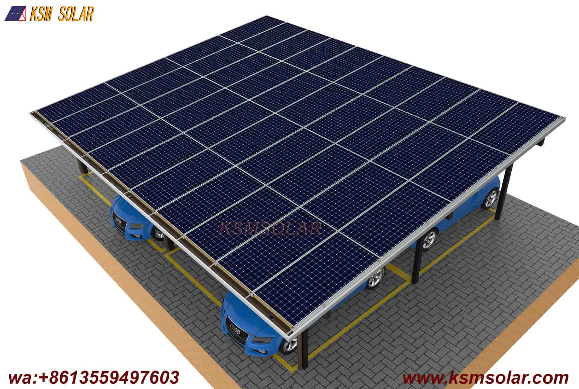 Aluminum Single-Slope Double-Row Photovoltaic Carport