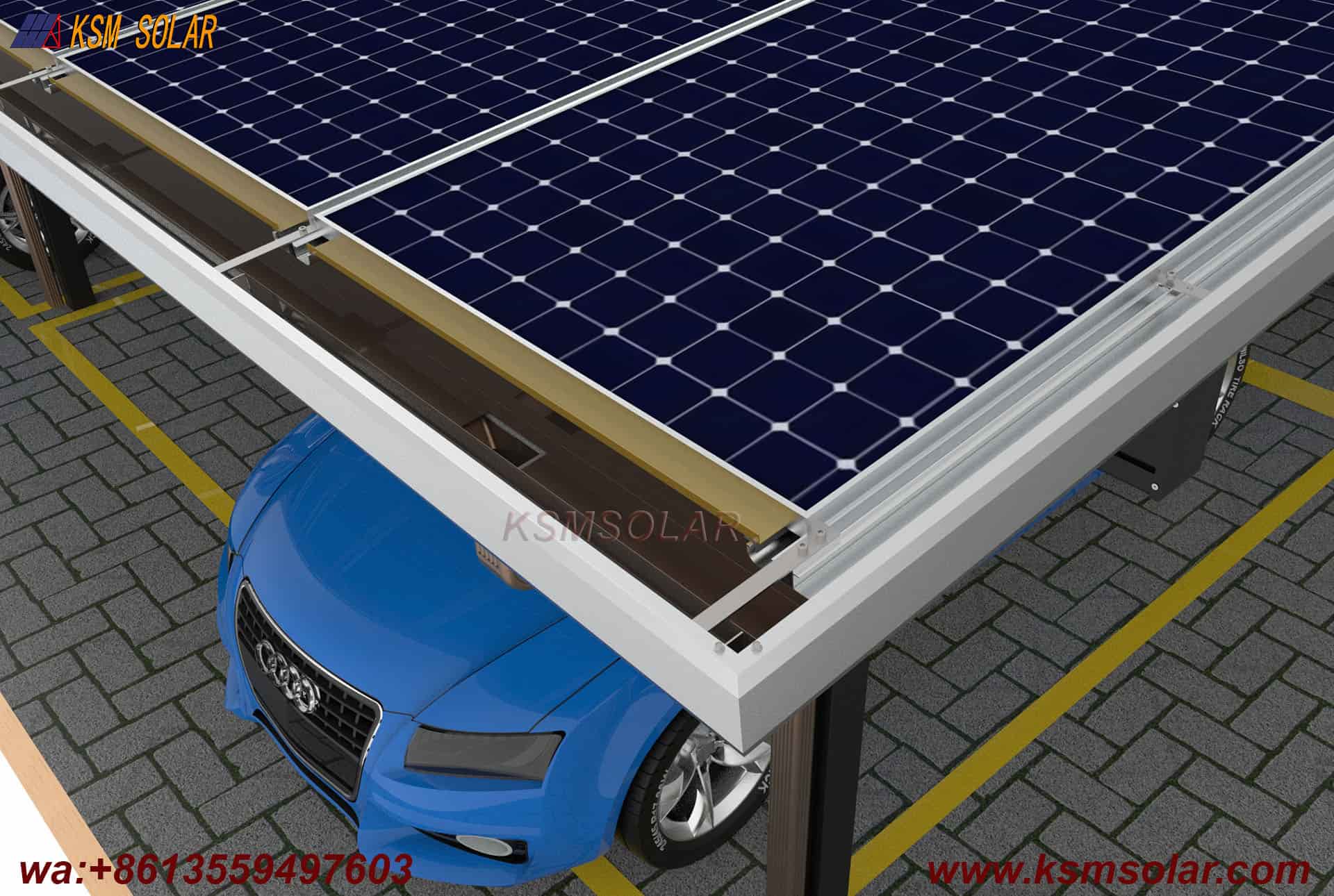 Aluminum Single-Slope Double-Row Photovoltaic Carport