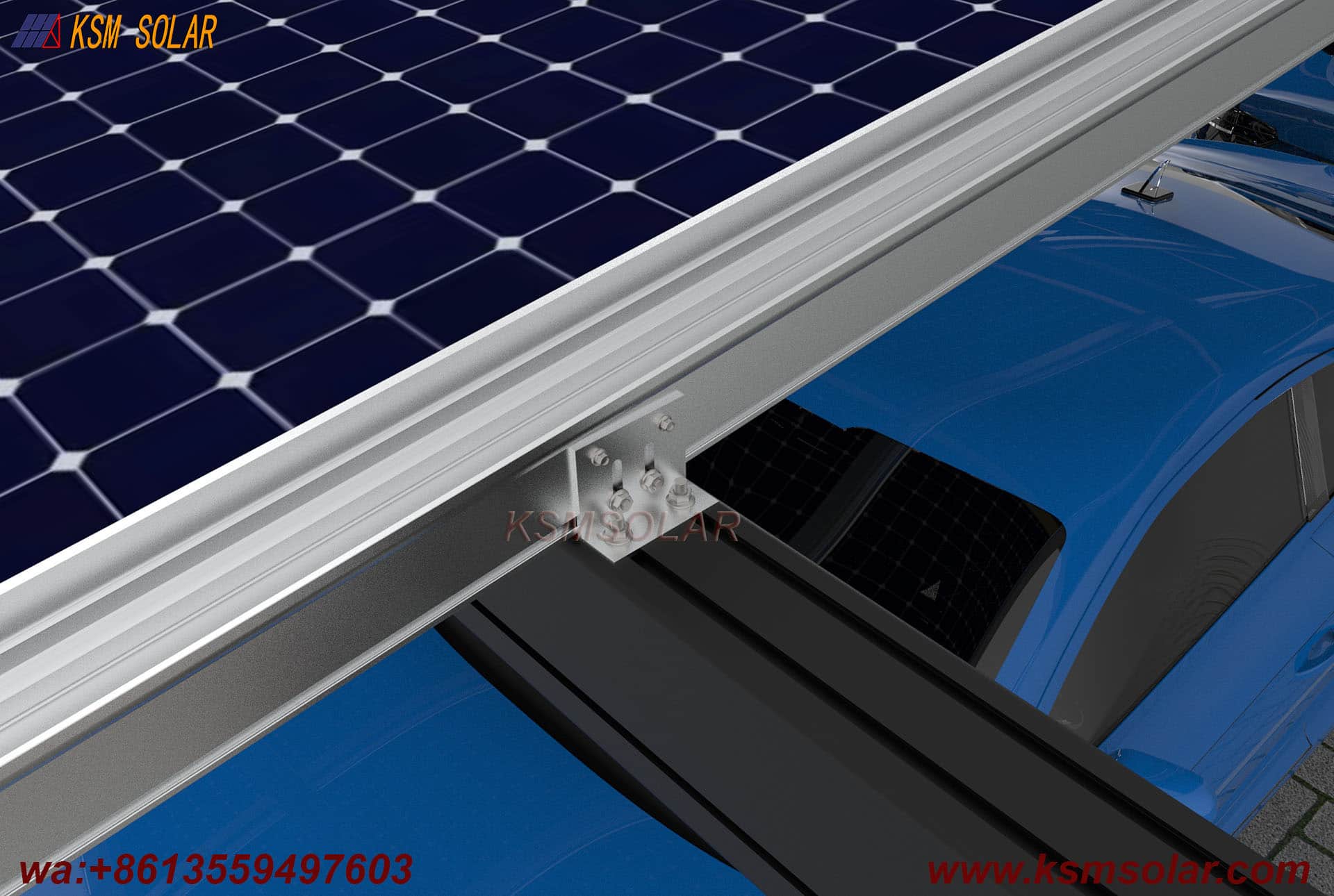 Aluminum Single-Slope Double-Row Photovoltaic Carport